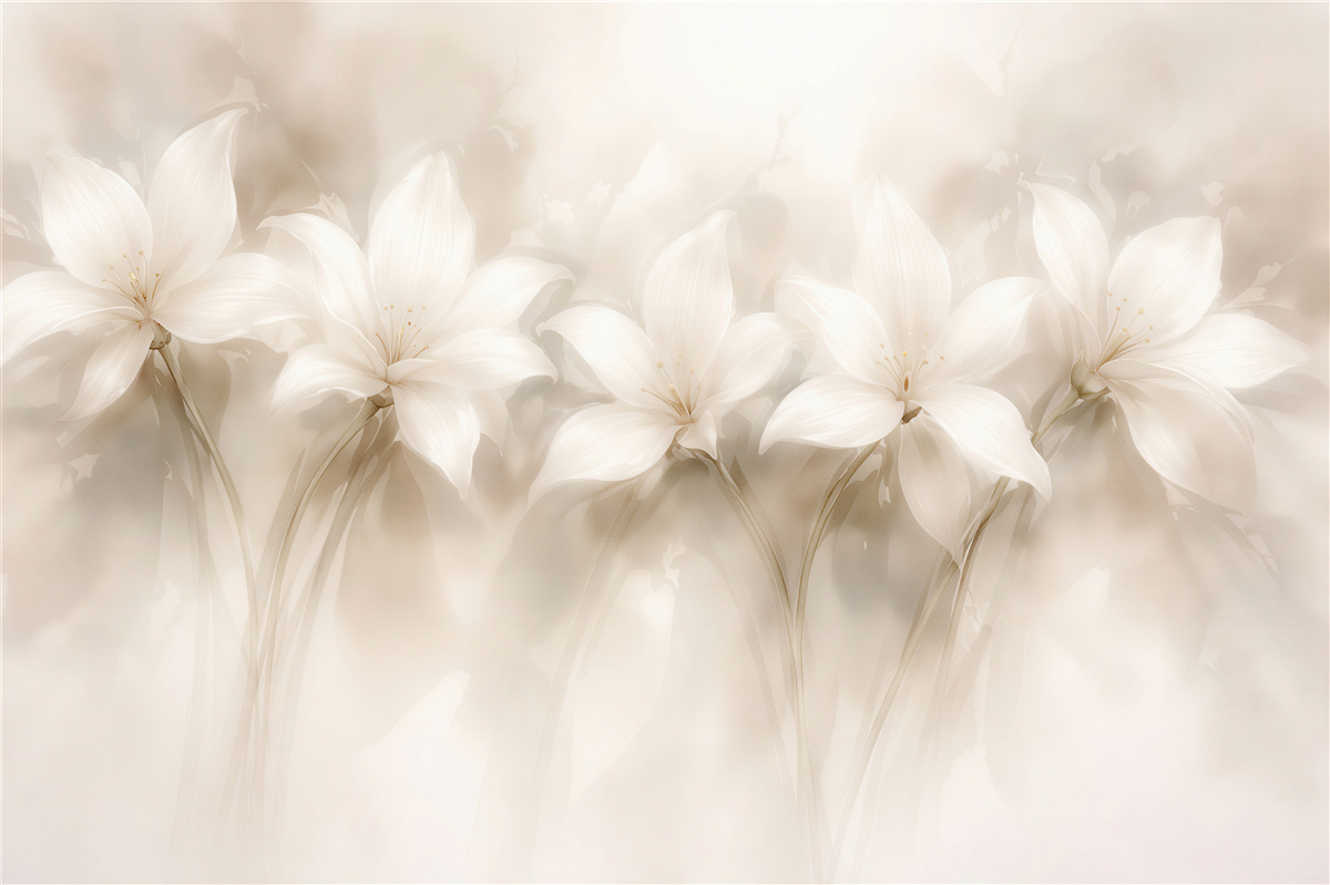 Fototapeten Ätherische Lilien in hellem Glanz
