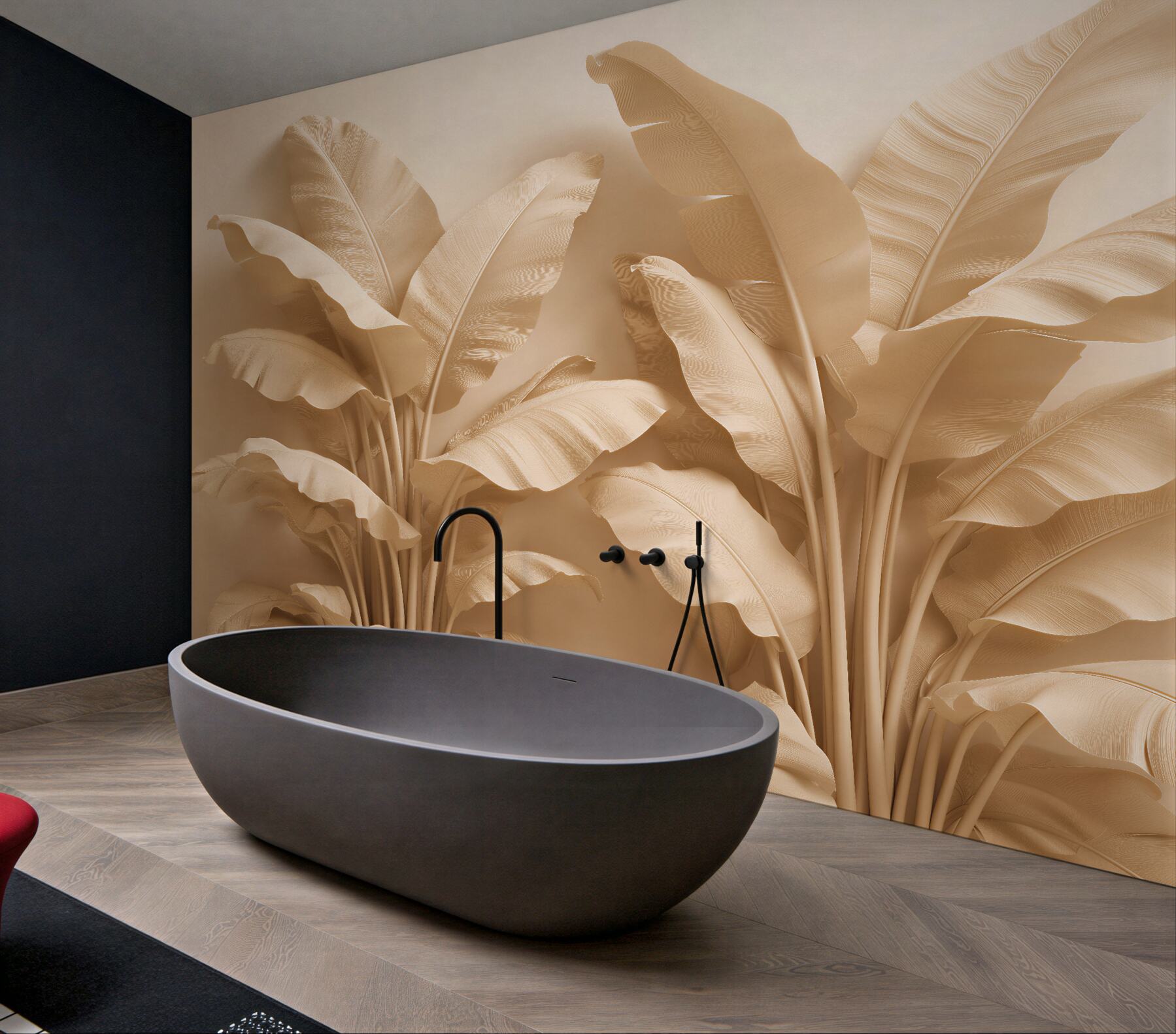 Fototapeten Beige tropische Blätter 3D