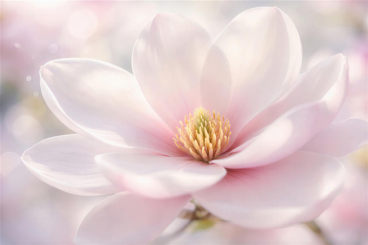 Fototapeten Zarte Magnolie im Glanz