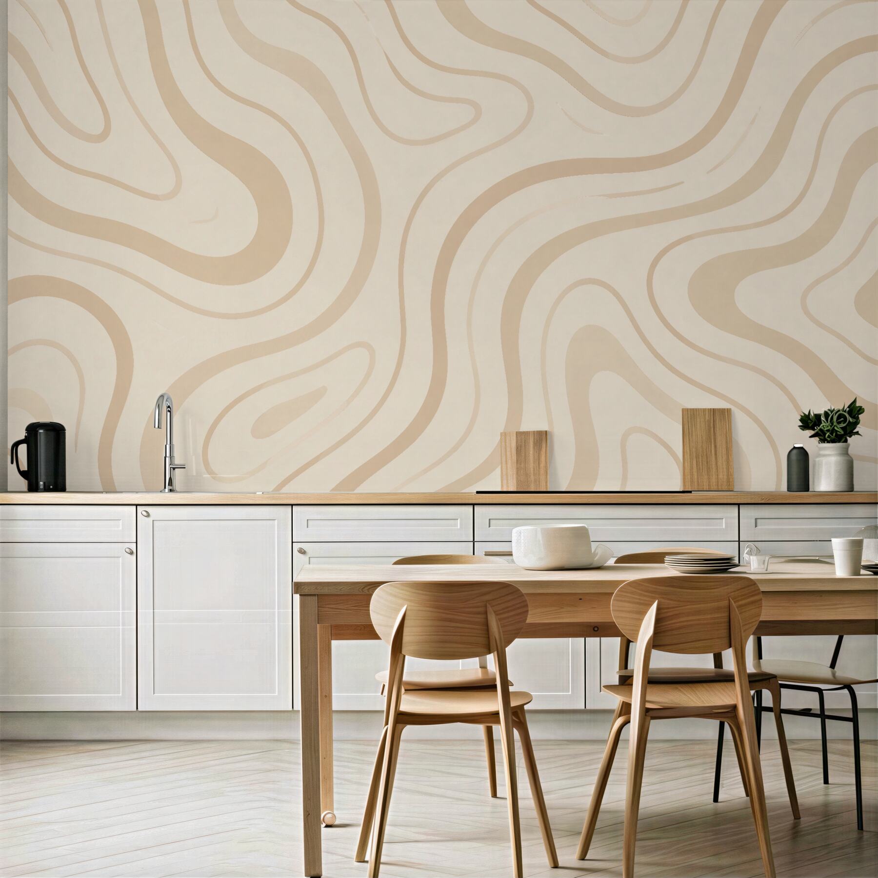 Fototapeten Wellige Abstraktion in cremigem Beige