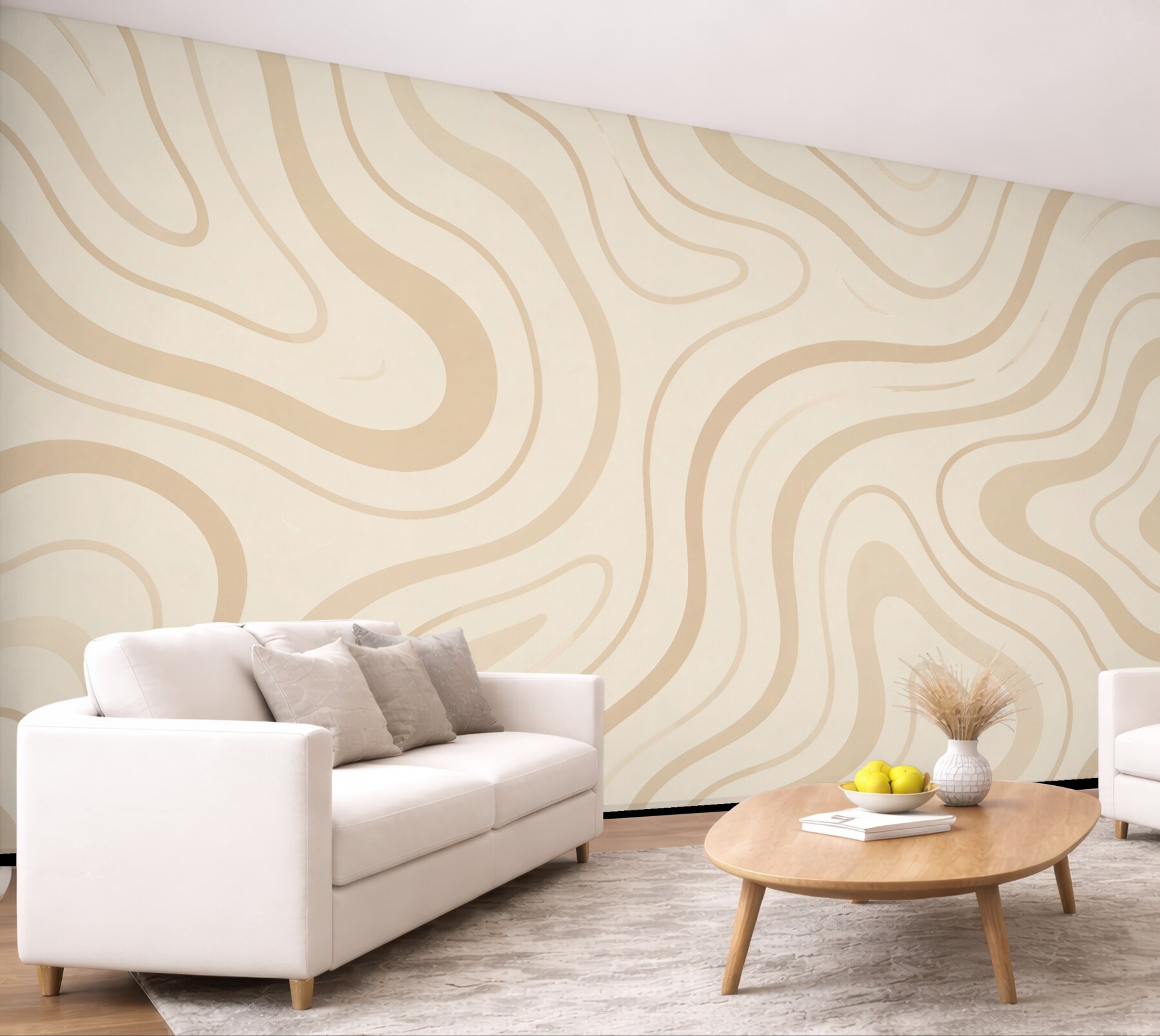 Fototapeten Wellige Abstraktion in cremigem Beige