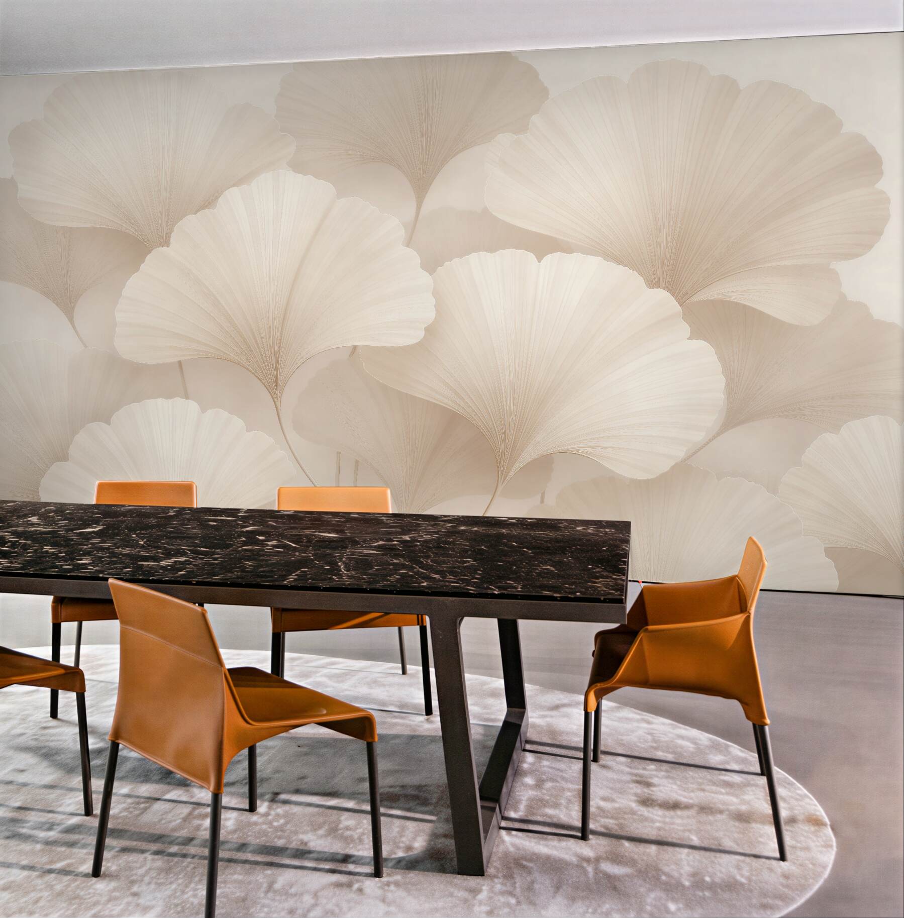 Fototapeten Cremefarbene Ginkgo-Blätter Eleganz