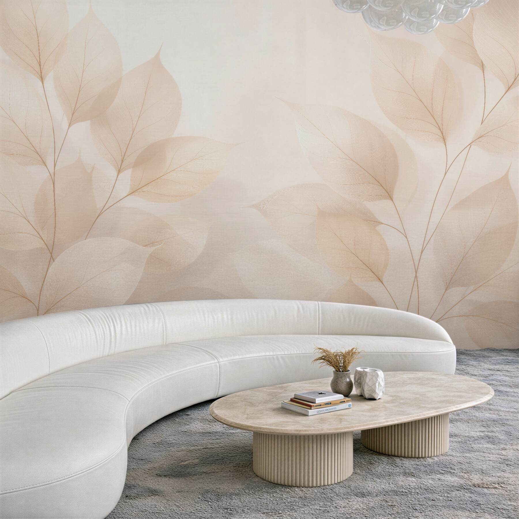 Fototapeten Zarte beige Blätter