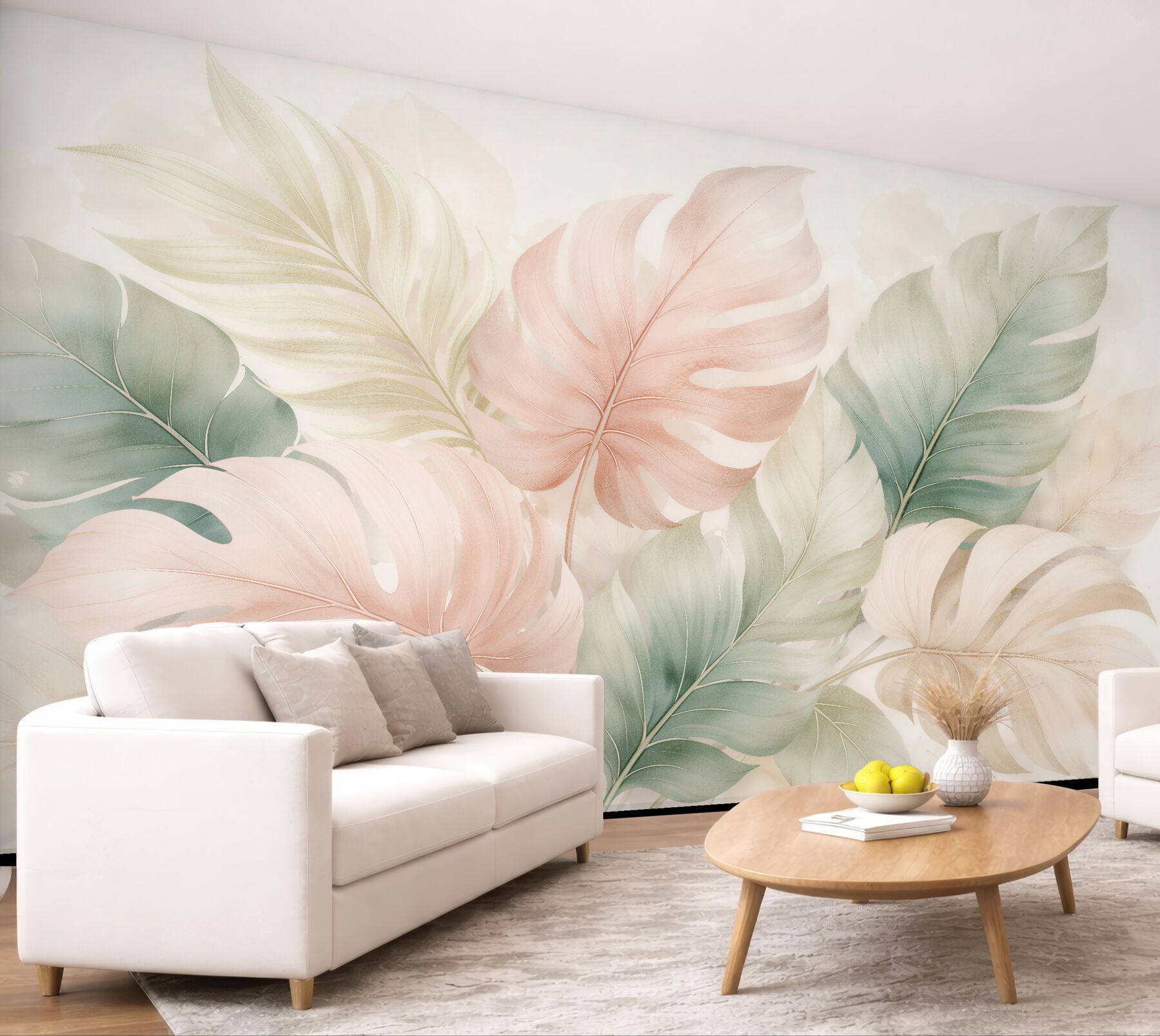 Fototapeten Pastellblätter tropischer Eleganz