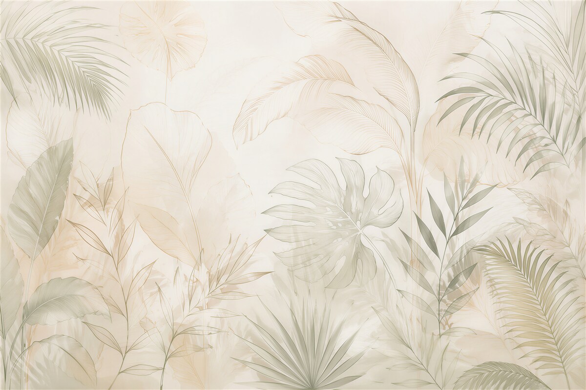 Fototapeten Zarte Palmblätter in Beige