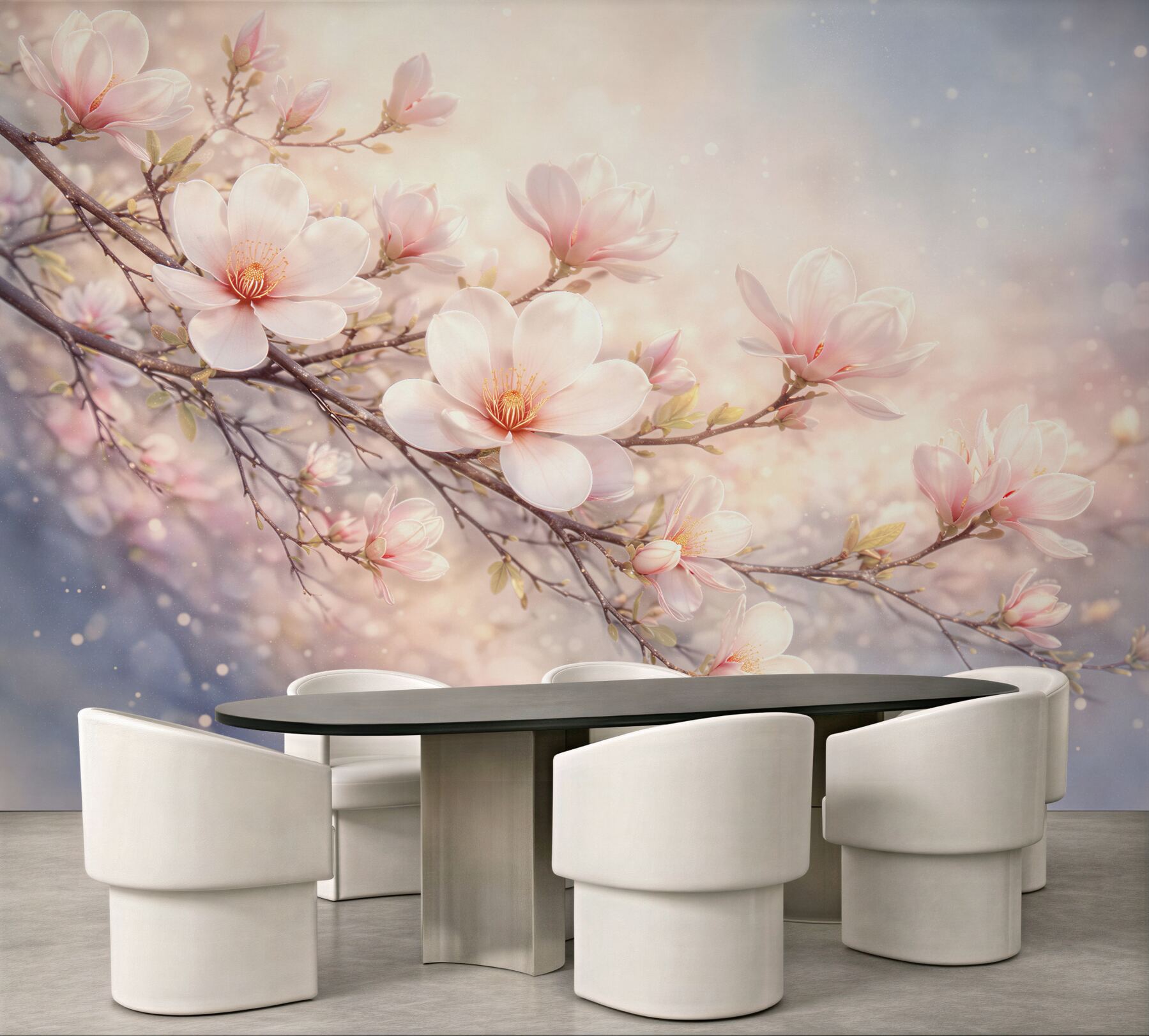 Fototapeten Blühende Magnolie im Pastelllicht