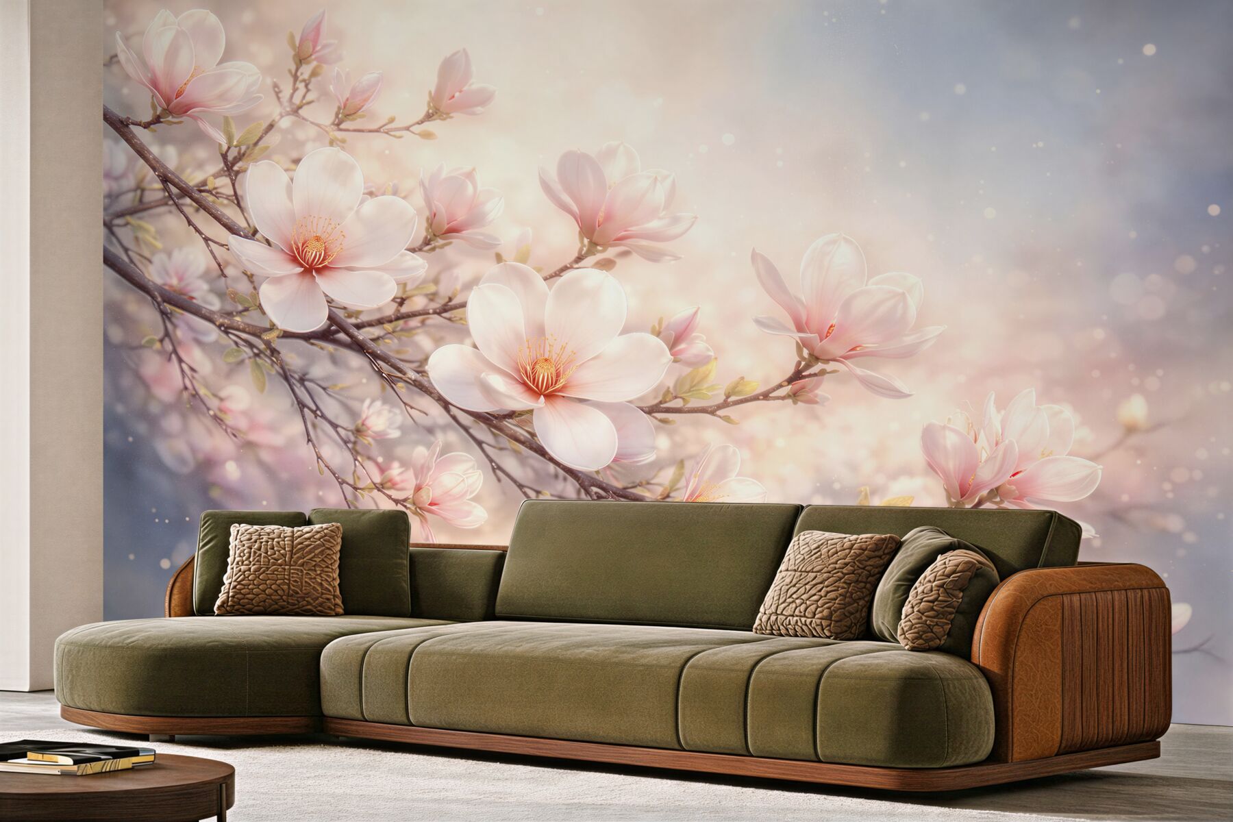 Fototapeten Blühende Magnolie im Pastelllicht