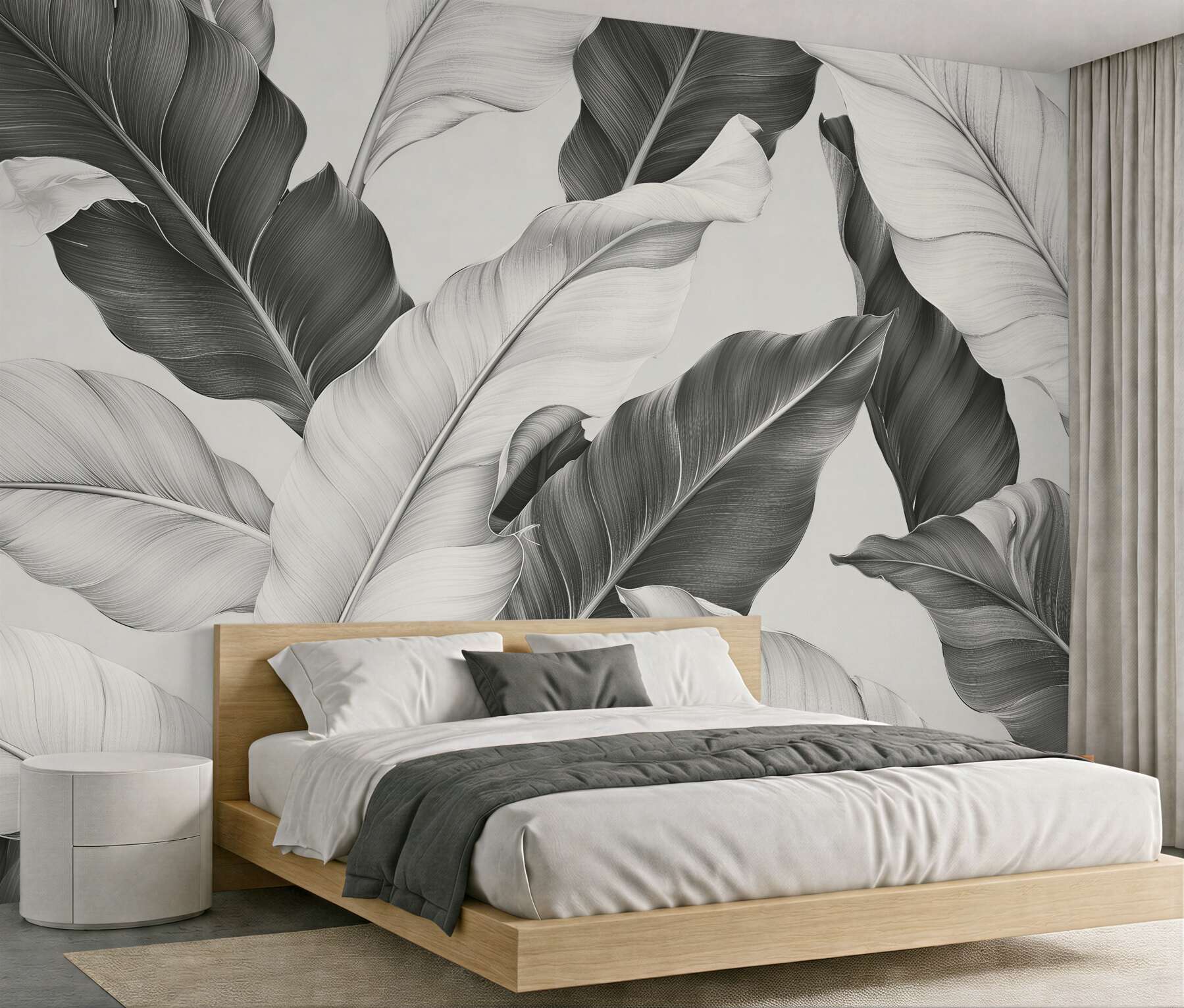 Fototapeten Monochrome Blätter im Premium-Stil