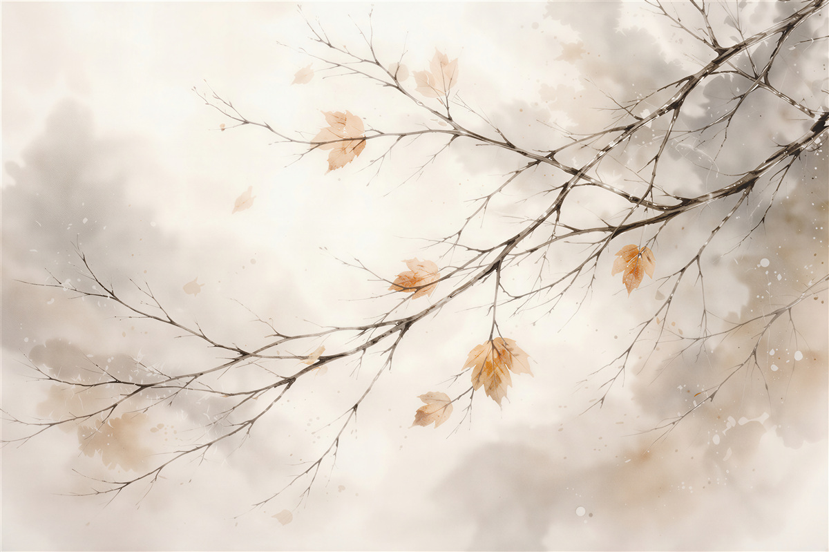 Fototapeten Herbstliche Zweige im sanften Nebel