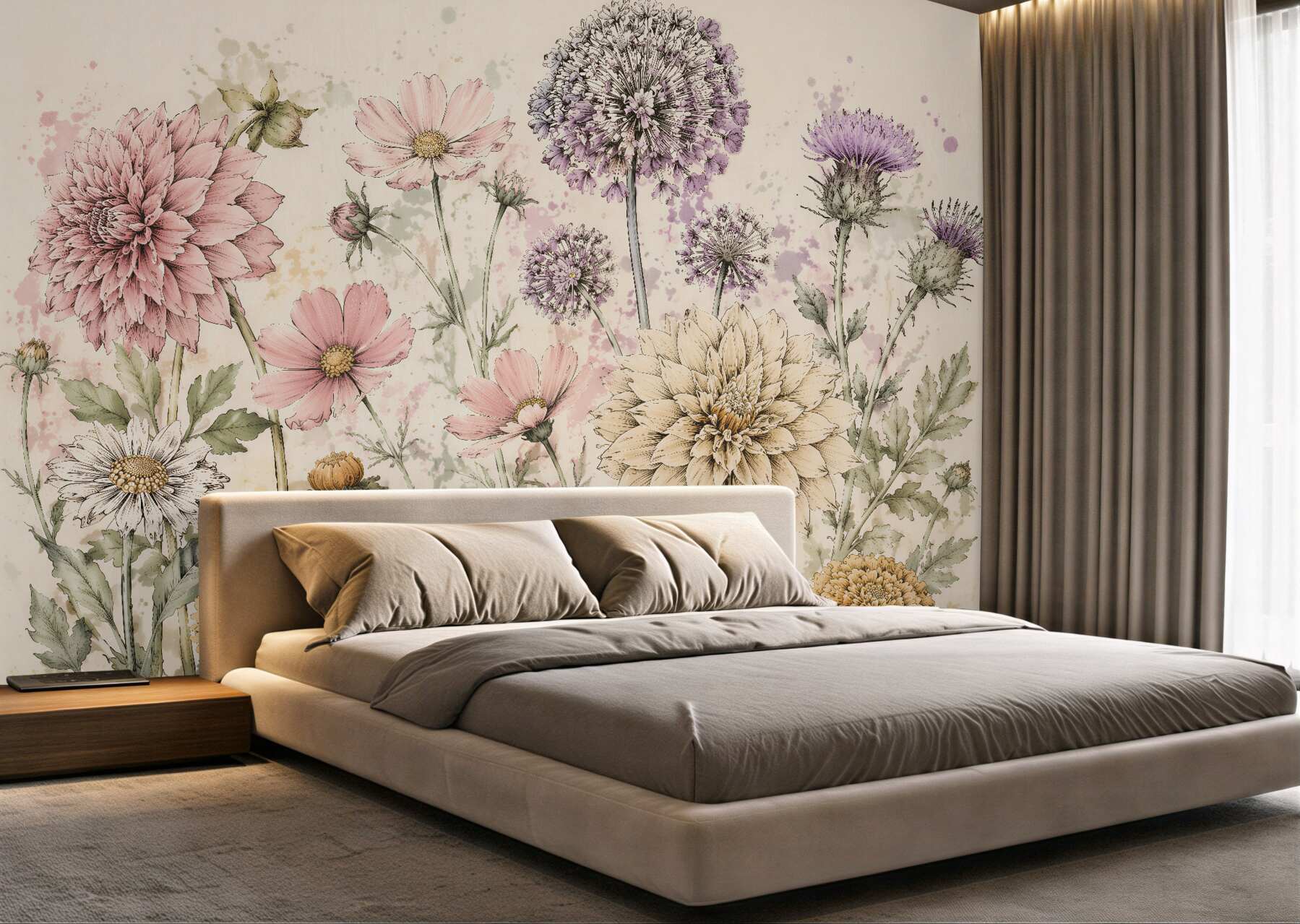Fototapeten Subtile Vintage-Blumenwiese