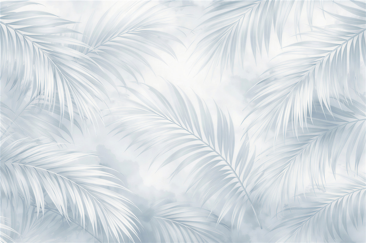 Fototapeten Hellblaue Palmblätter