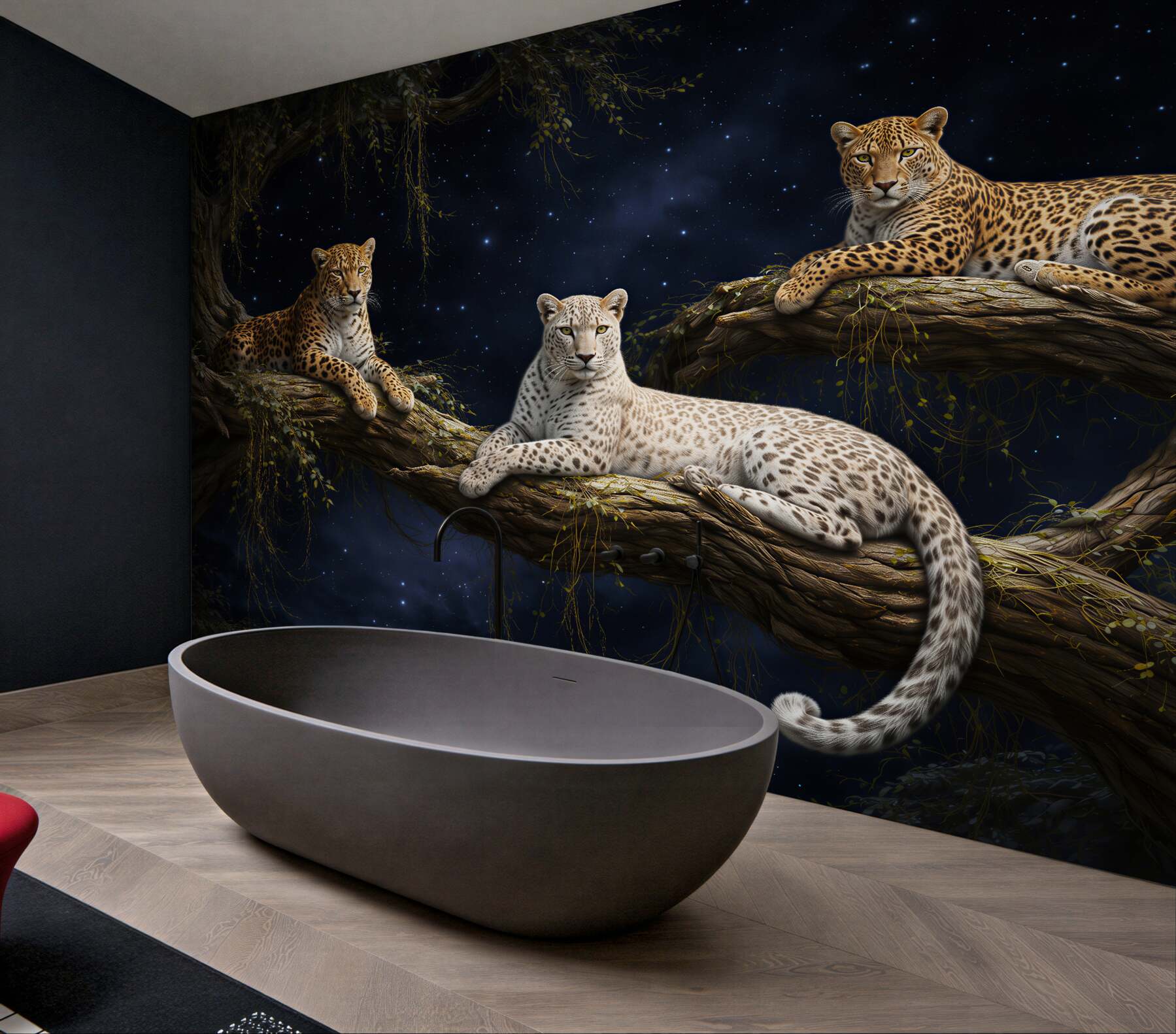 Fototapeten Leoparden unter dem Sternenhimmel