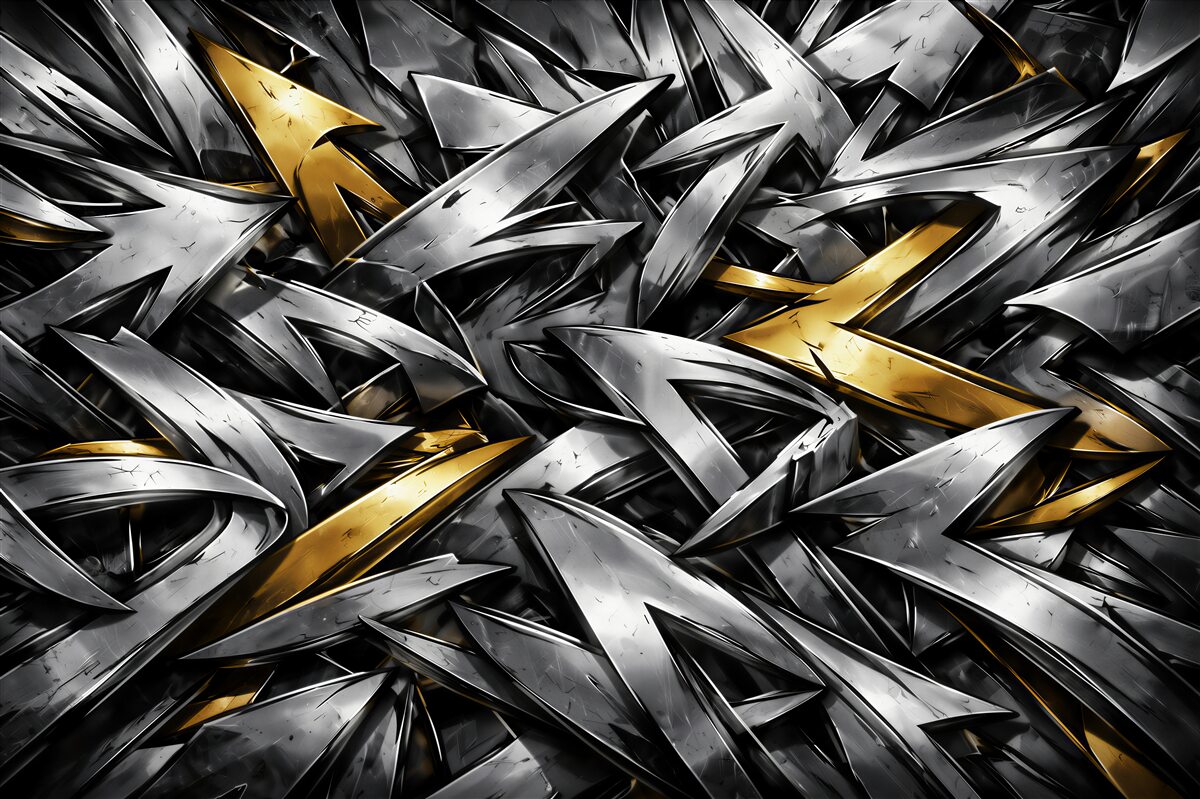 Fototapeten Gold-silberne metallische Abstraktion