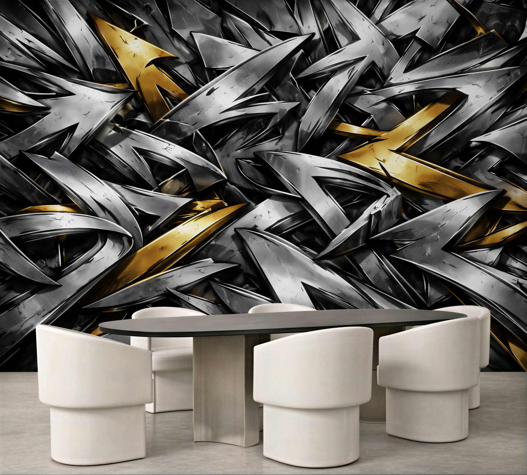 Fototapeten Gold-silberne metallische Abstraktion