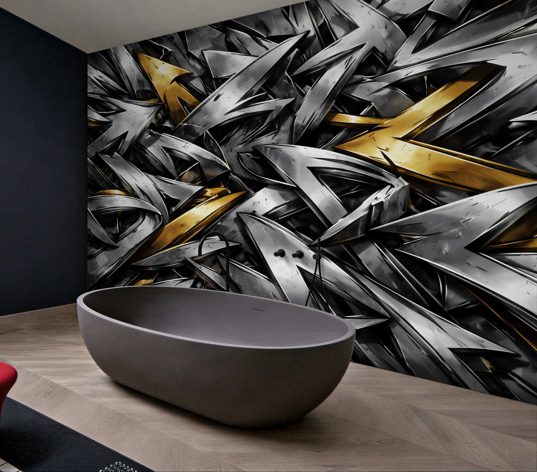Fototapeten Gold-silberne metallische Abstraktion