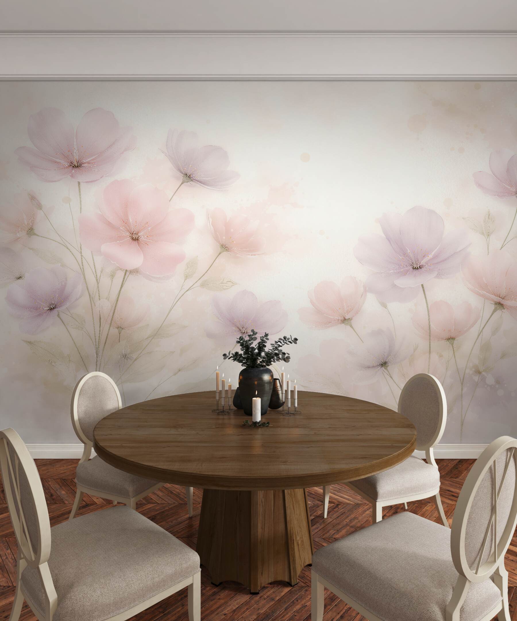 Fototapeten Pastellfarbene Aquarellblumen