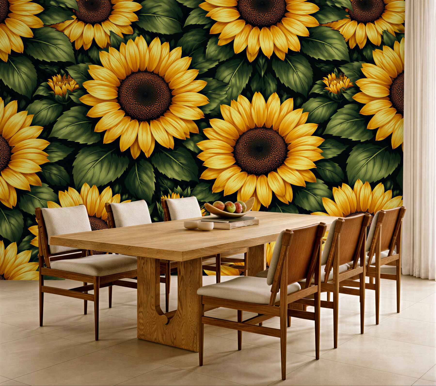 Fototapeten Sonnenblumen auf dunklem Hintergrund