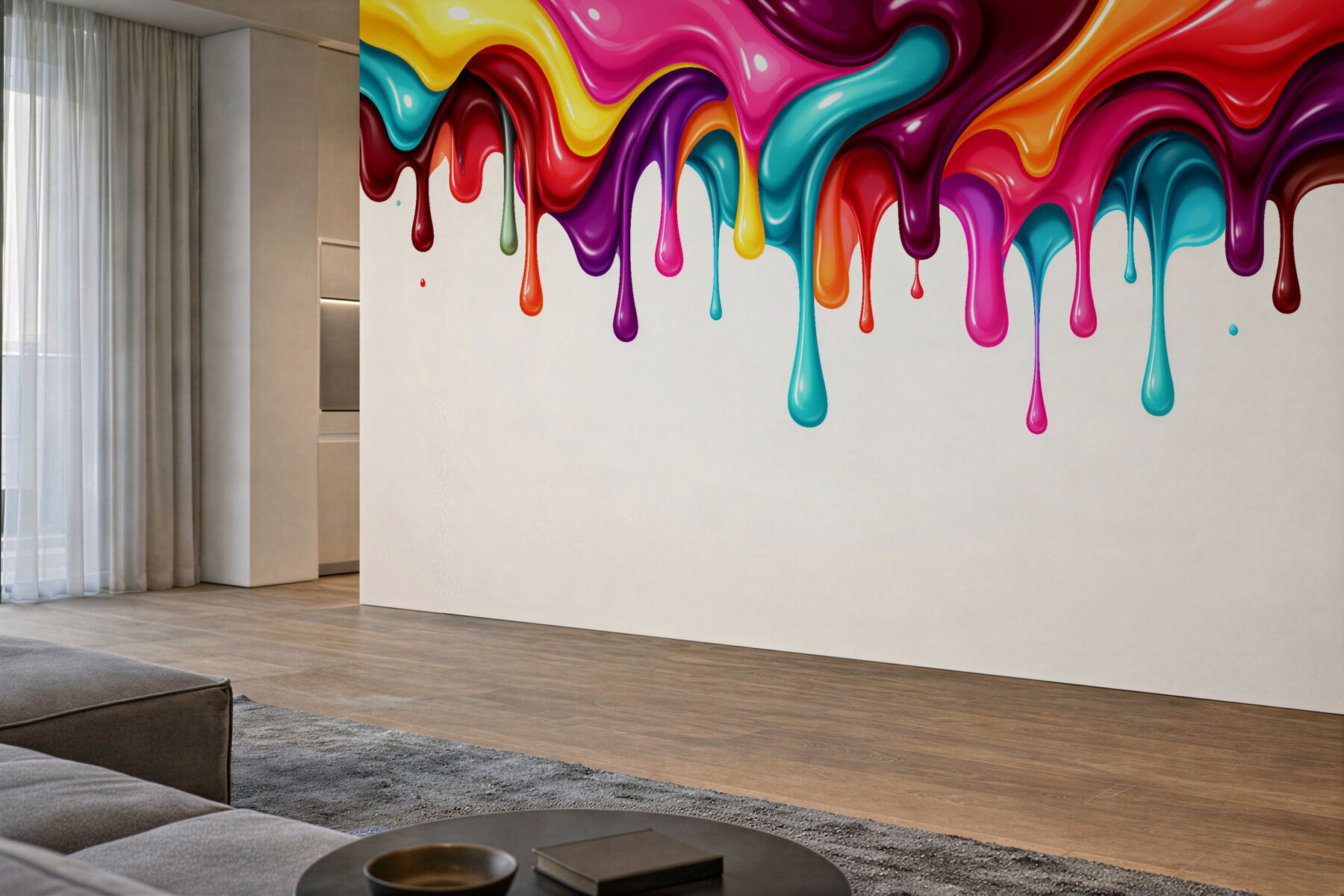 Fototapeten Bunte herabfließende Farben