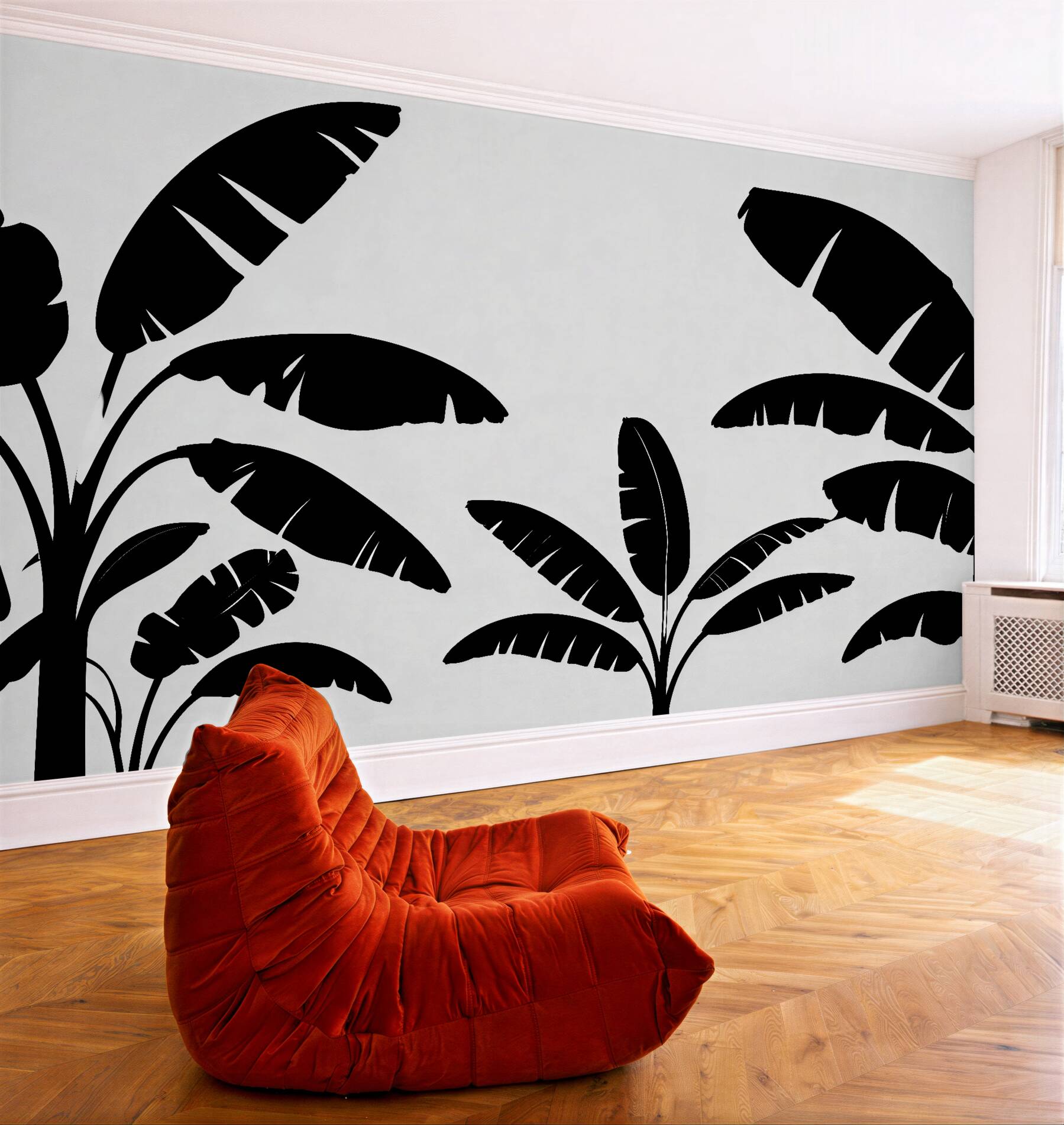 Fototapeten Minimalistische schwarze Palmblätter