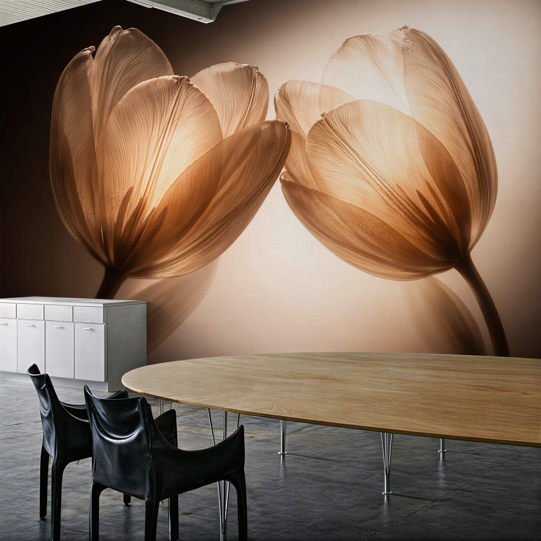Fototapeten Goldene Tulpen in subtilem Glanz