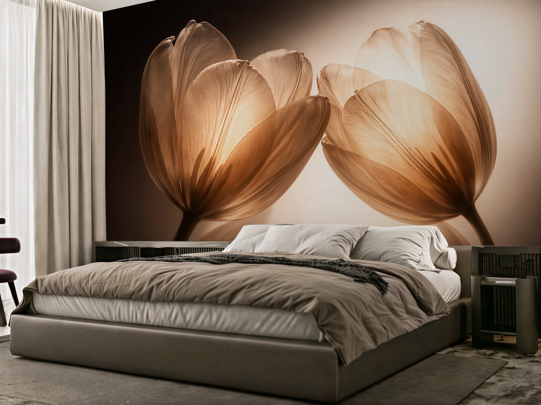 Fototapeten Goldene Tulpen in subtilem Glanz