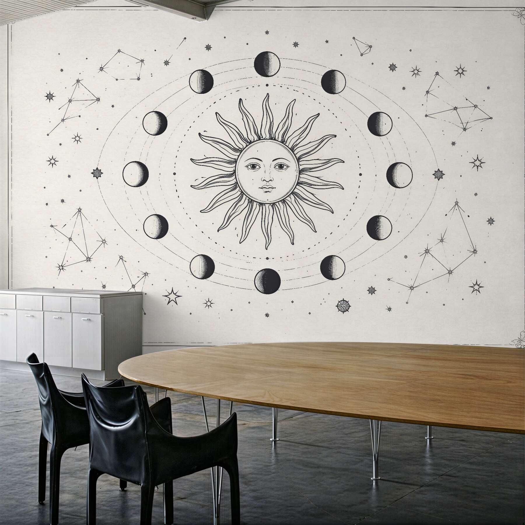 Fototapeten Mystische Sonne und Mondphasen