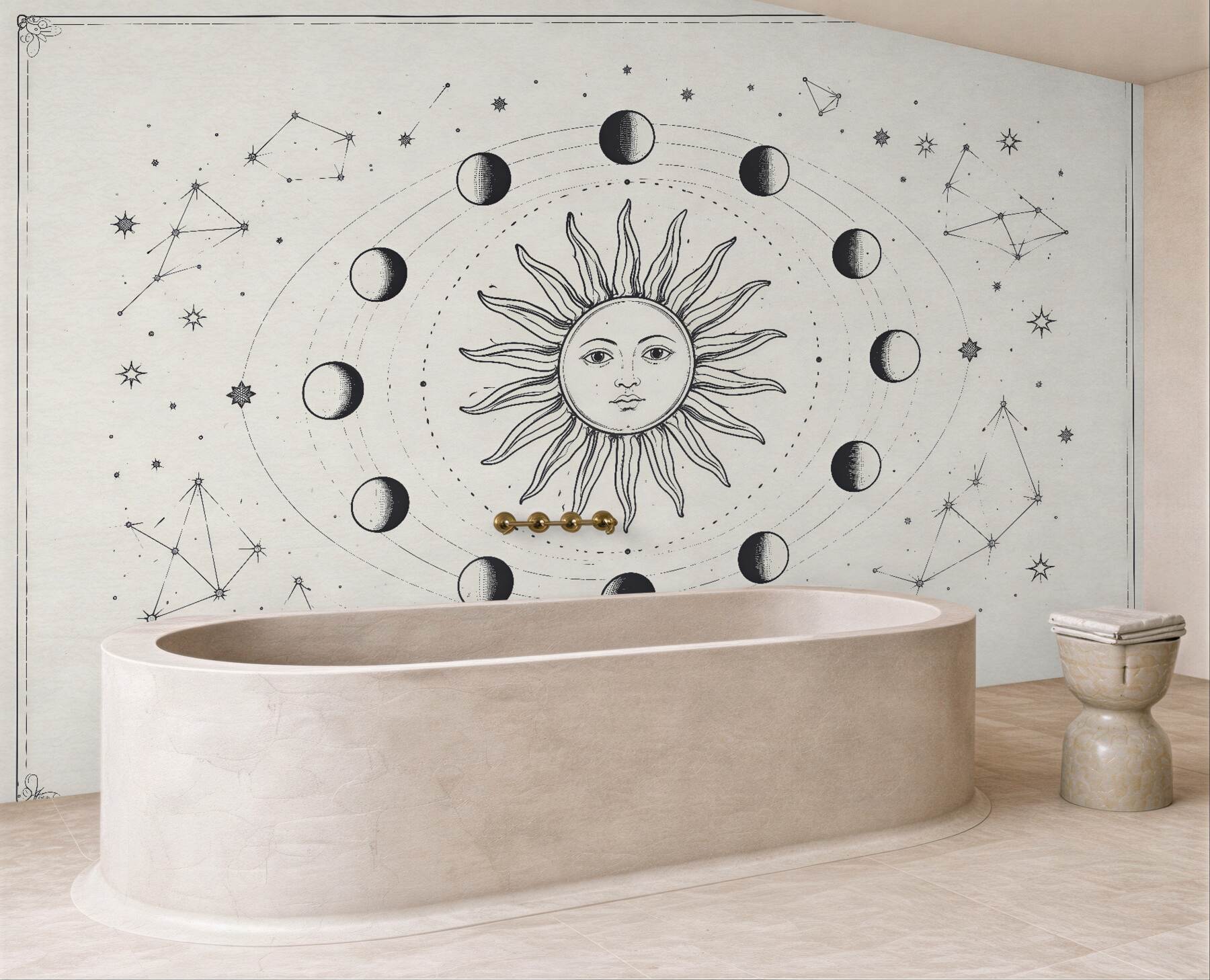 Fototapeten Mystische Sonne und Mondphasen