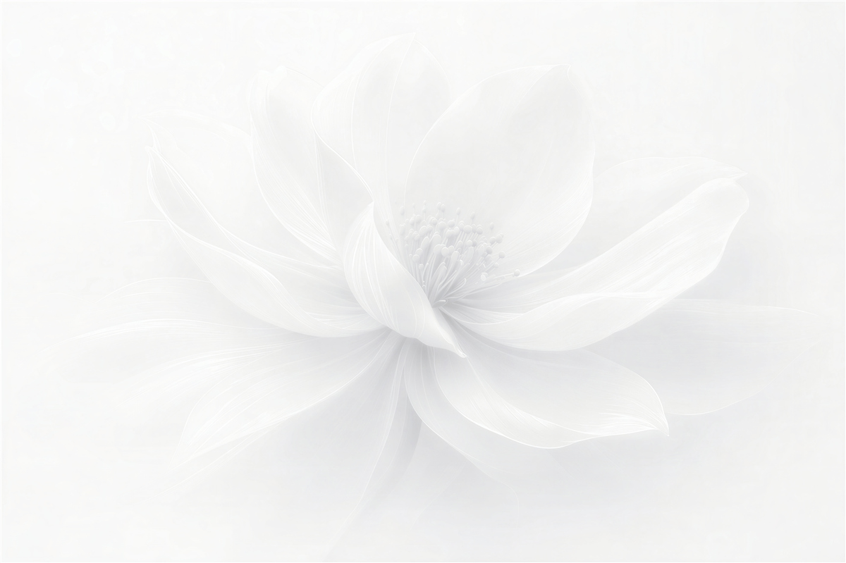 Fototapeten Weiße Blume in subtilem Glanz