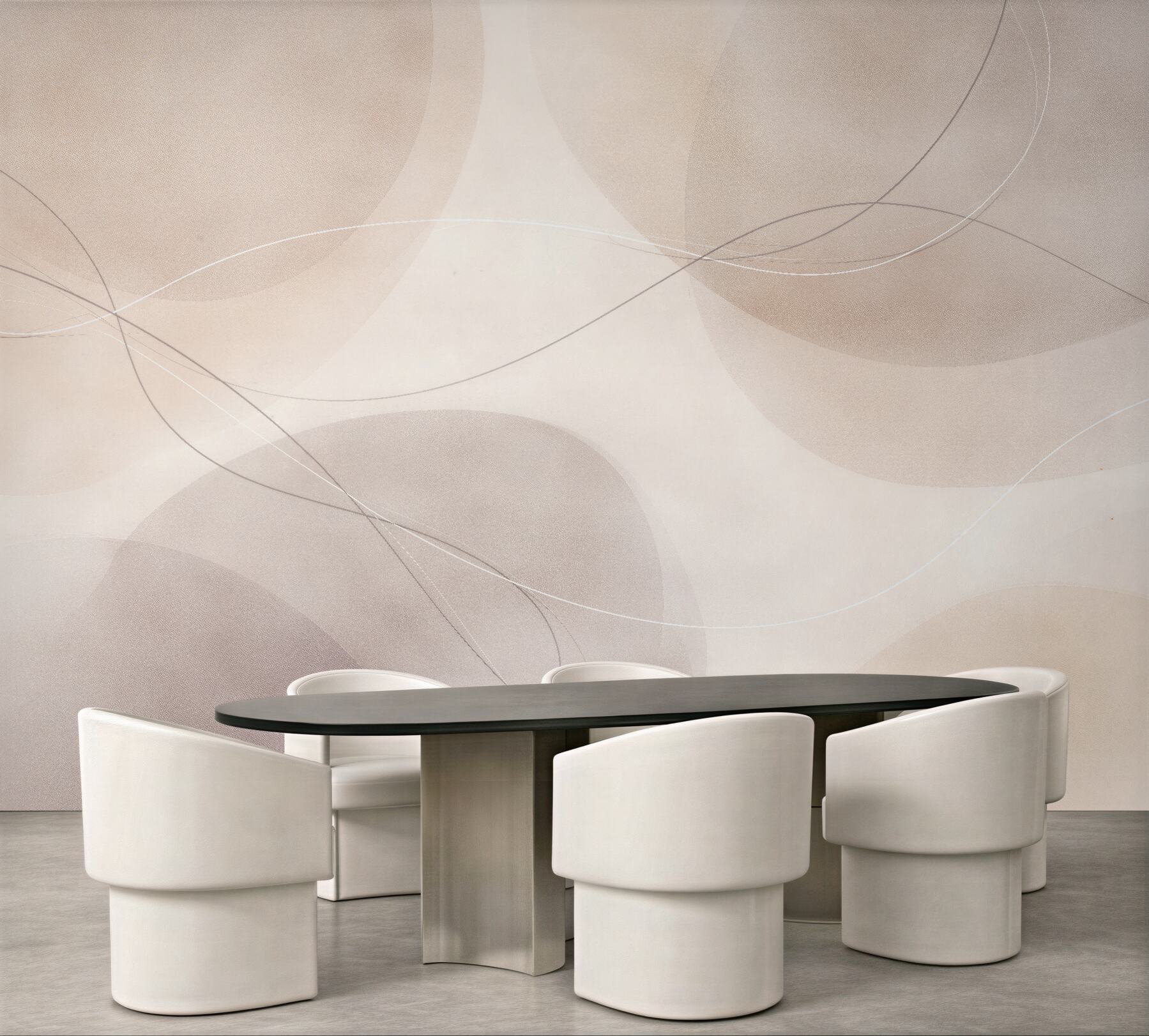 Fototapeten Beige Abstraktion mit Kreisen