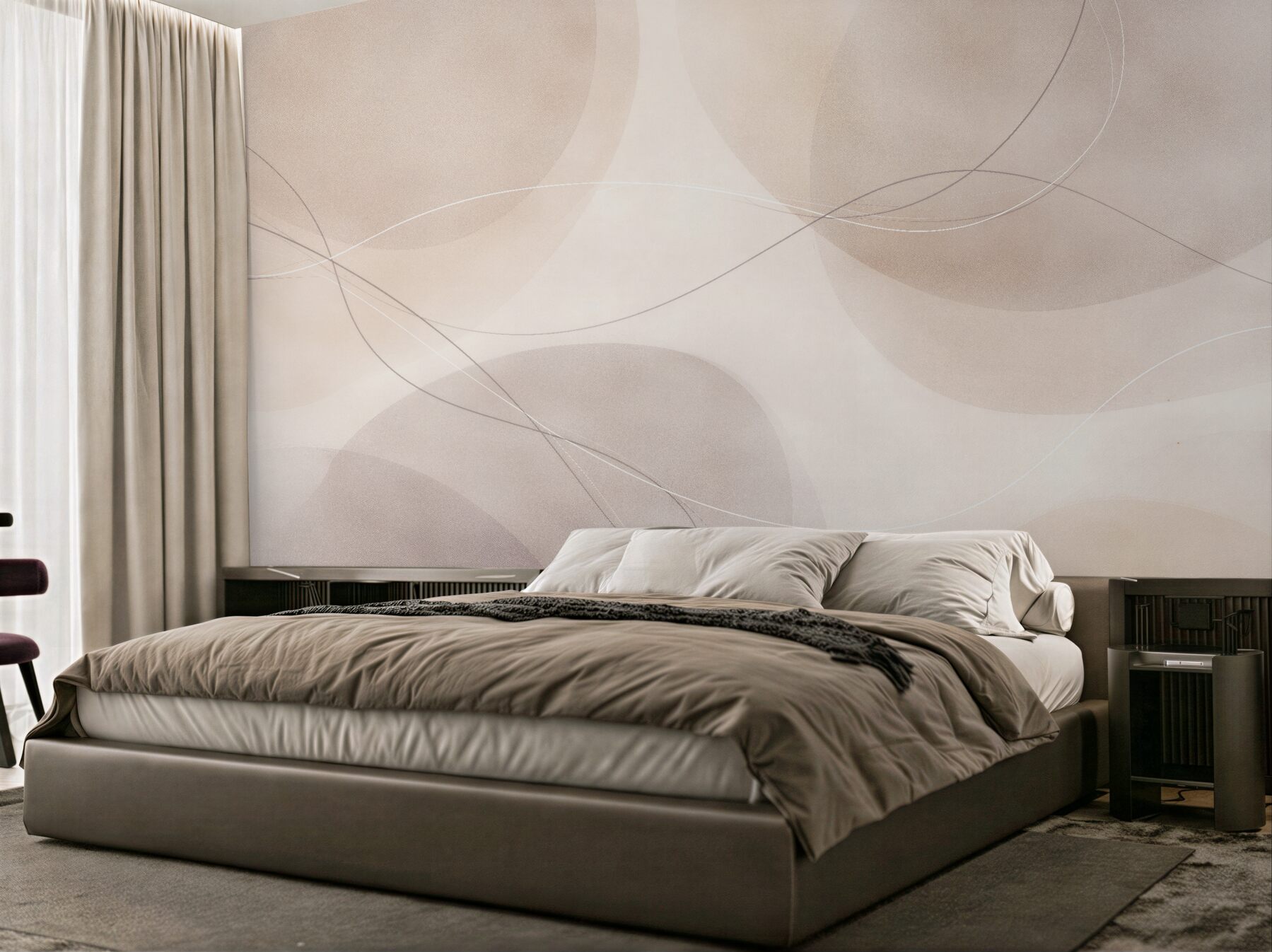 Fototapeten Beige Abstraktion mit Kreisen