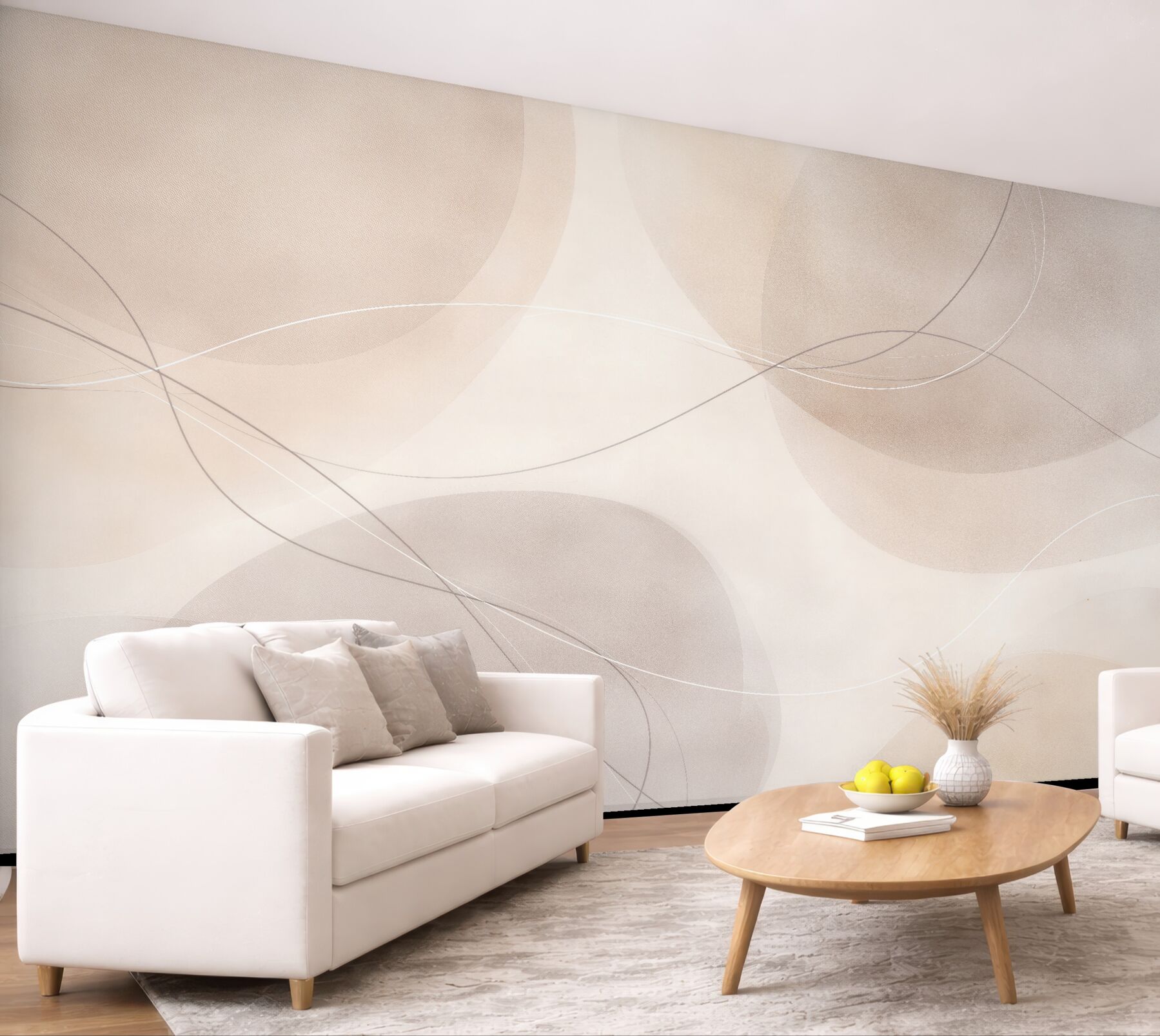 Fototapeten Beige Abstraktion mit Kreisen