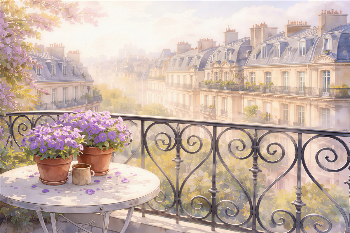 Fototapeten Romantischer Balkon über Paris