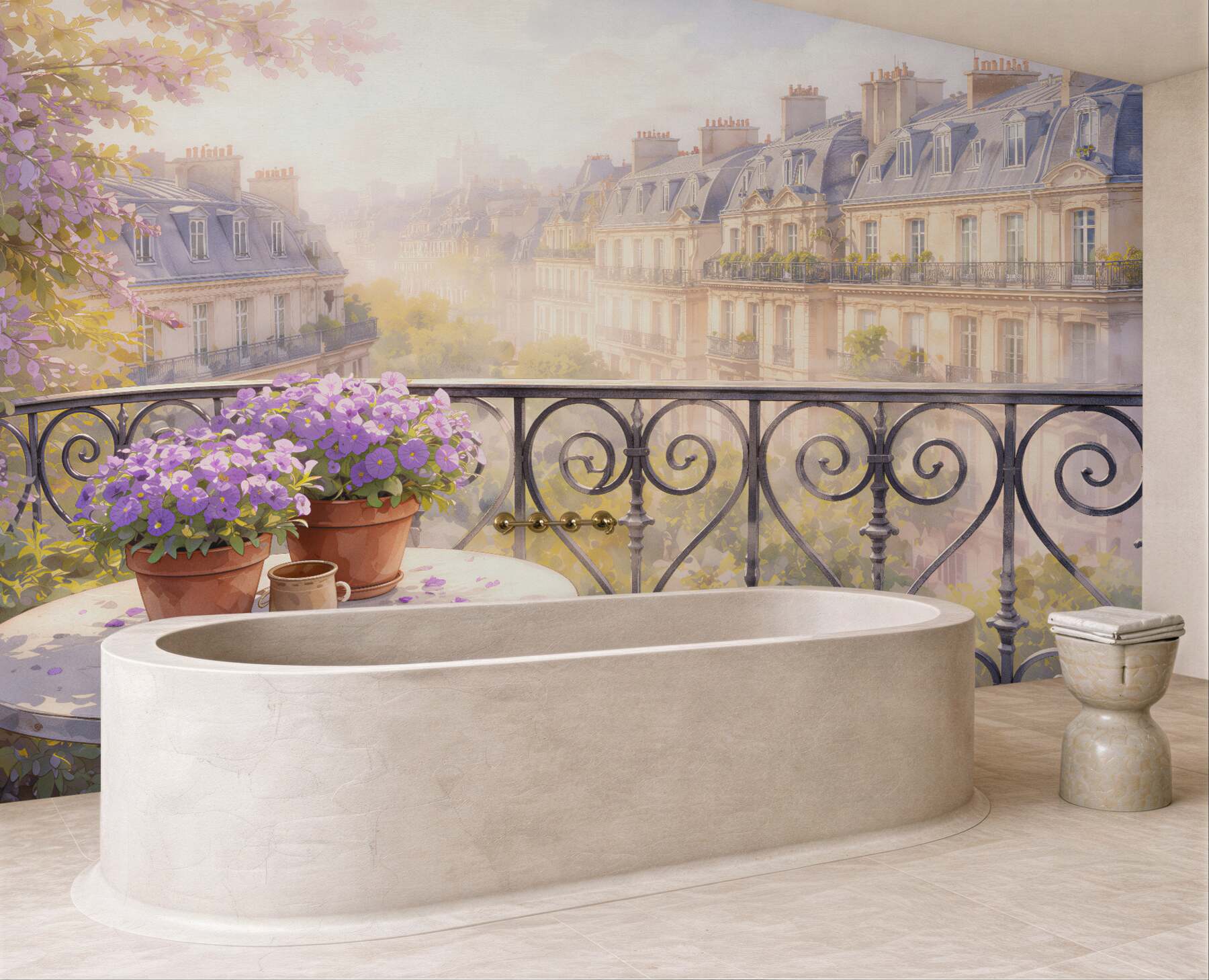 Fototapeten Romantischer Balkon über Paris