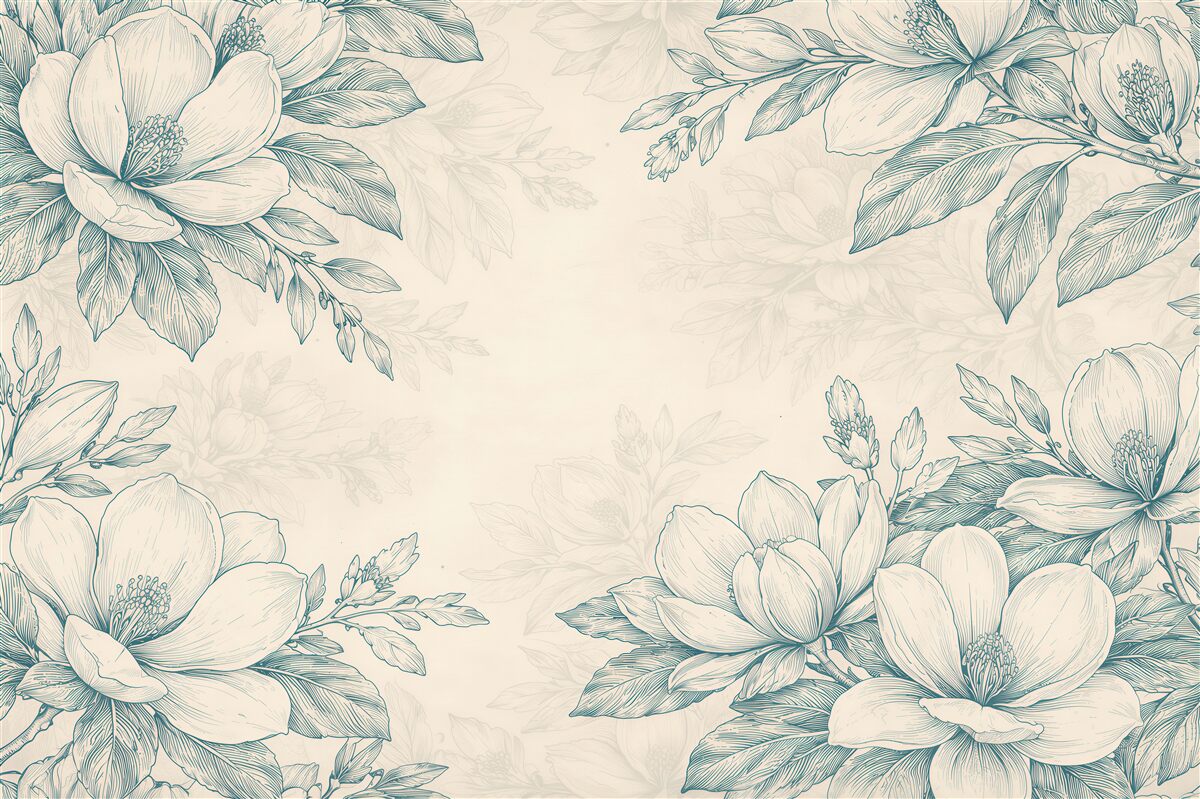 Fototapeten Florale Skizze im eleganten Stil