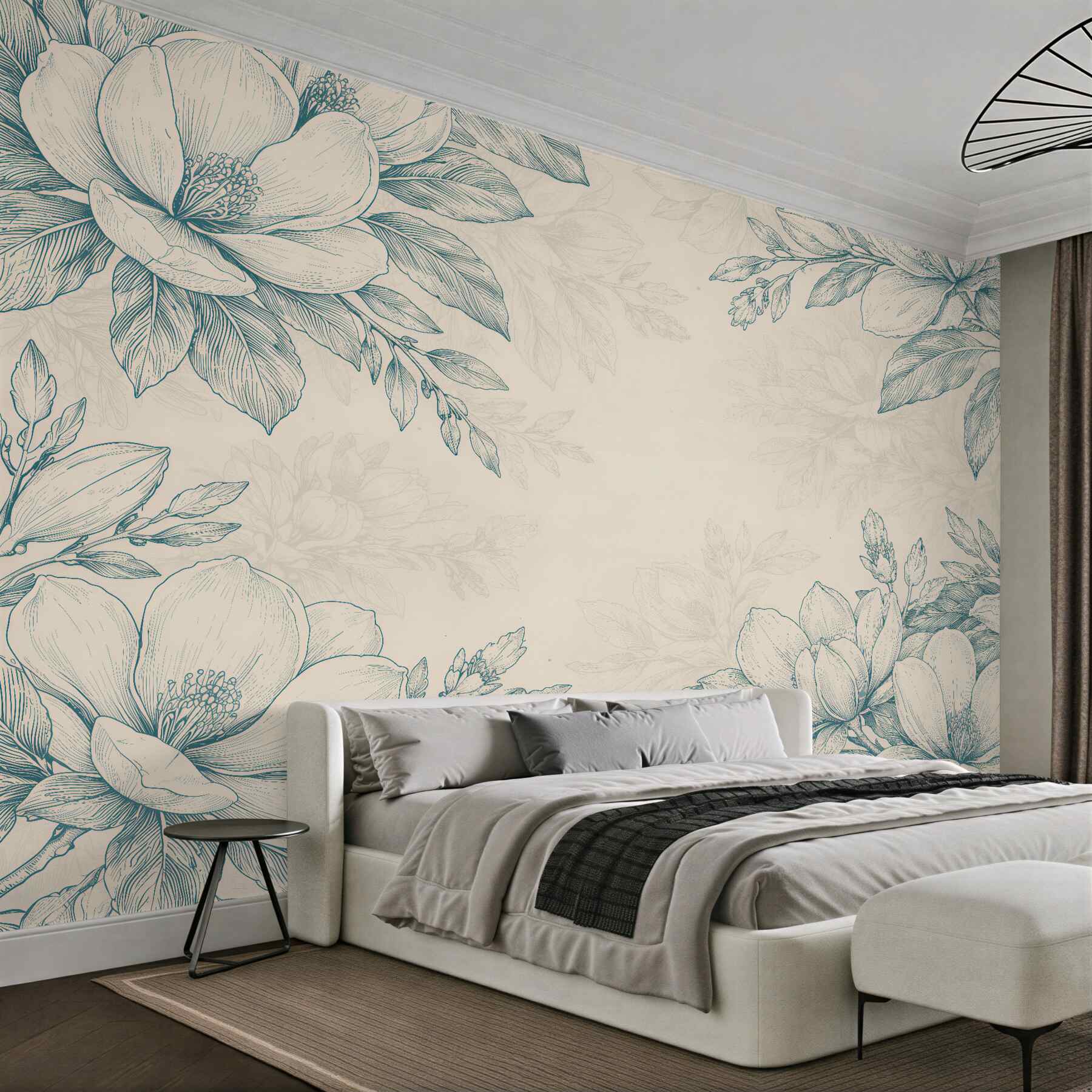 Fototapeten Florale Skizze im eleganten Stil