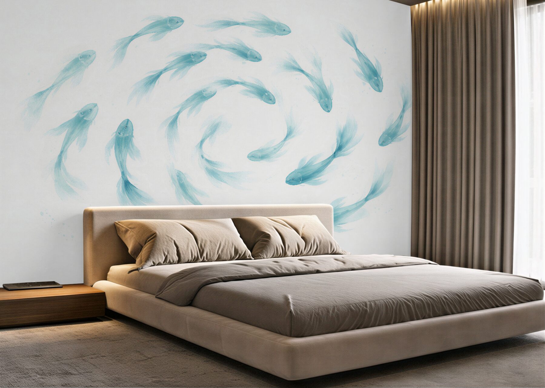 Fototapeten Blaue tanzende Fische