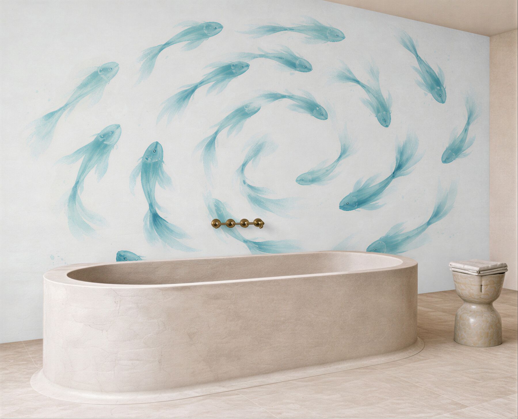 Fototapeten Blaue tanzende Fische