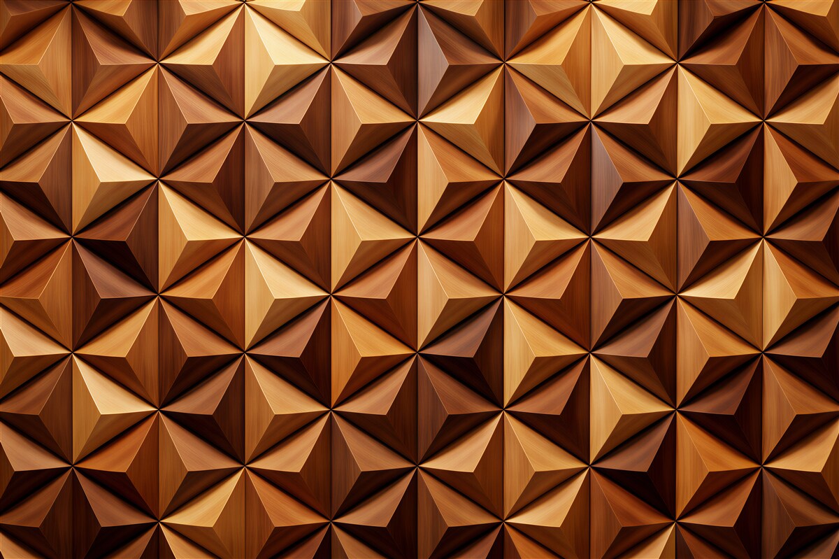 Fototapeten Geometrisches Holzmosiak 3D