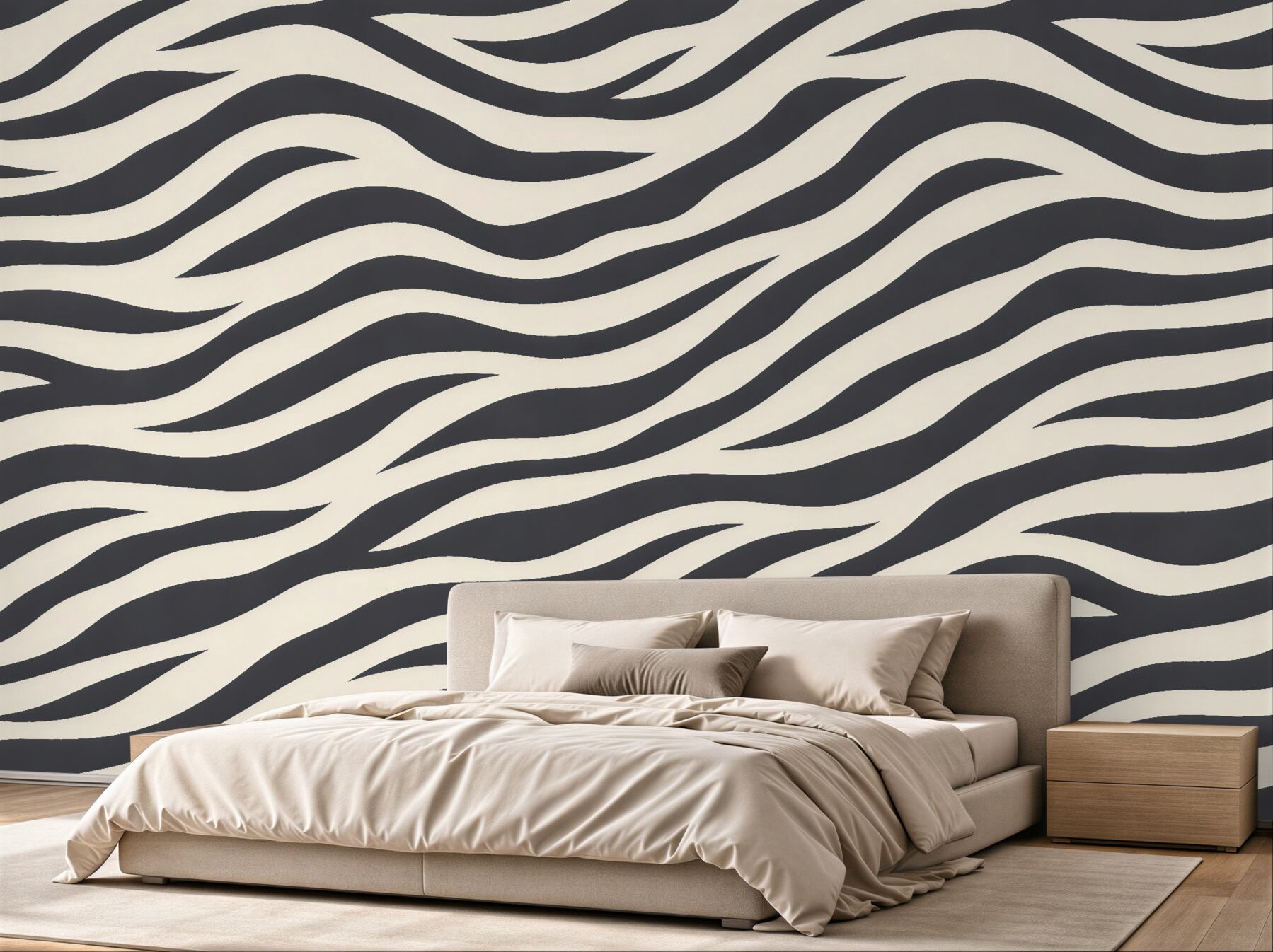 Fototapeten Schwarz-weiße Zebrawellen