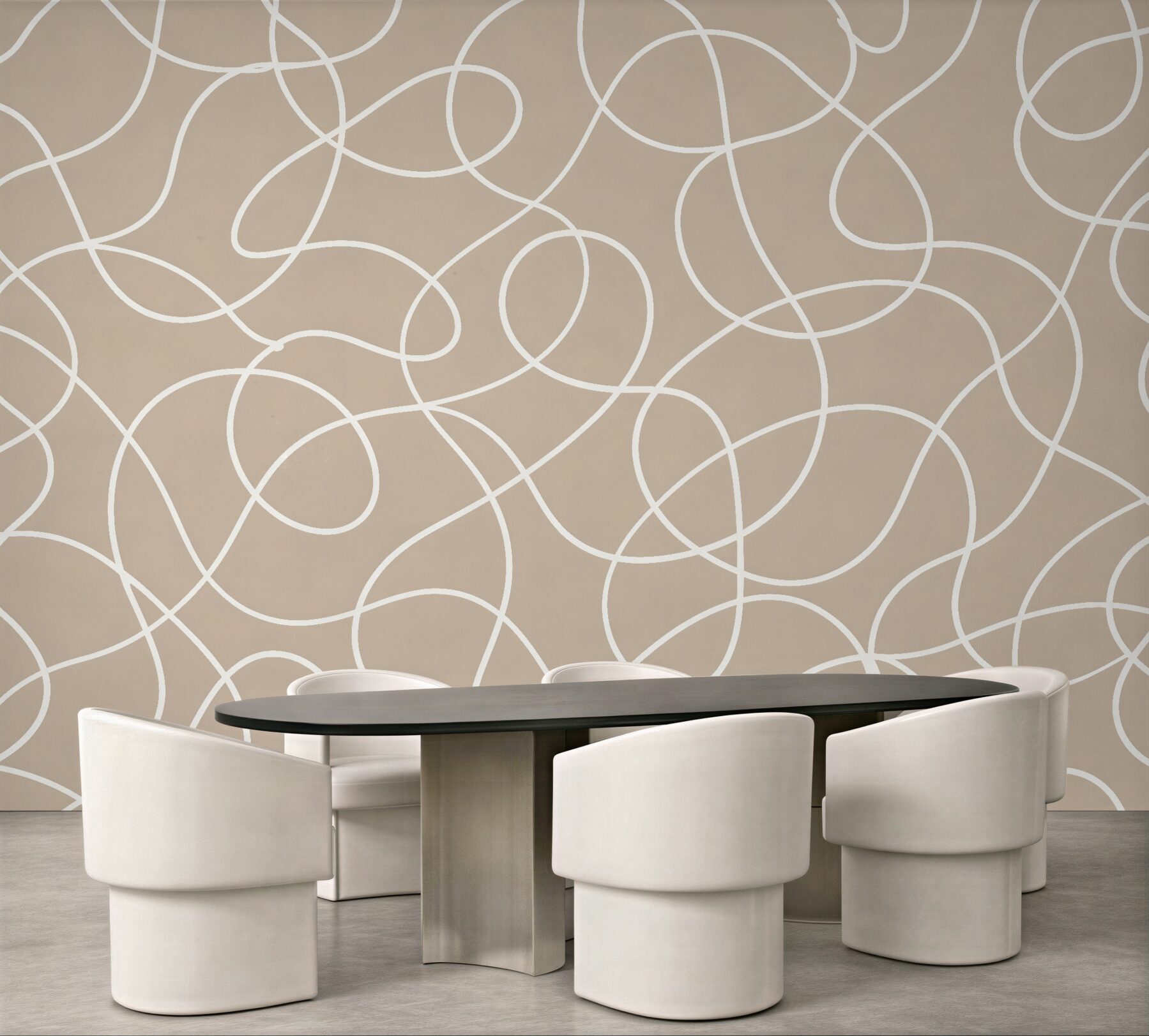 Fototapeten Beige Abstraktion welliger Linien