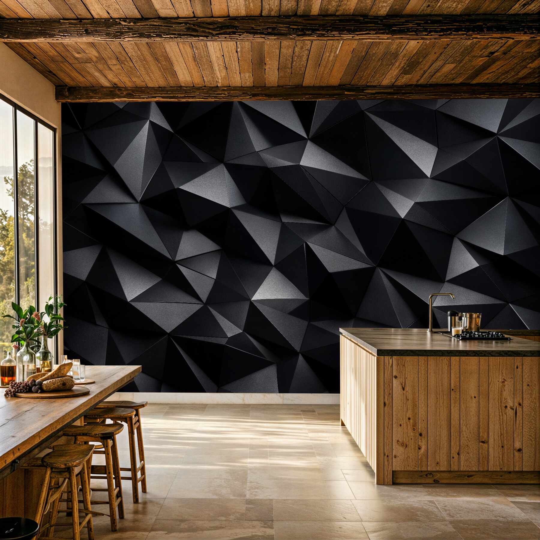 Fototapeten Schwarze geometrische 3D-Formen
