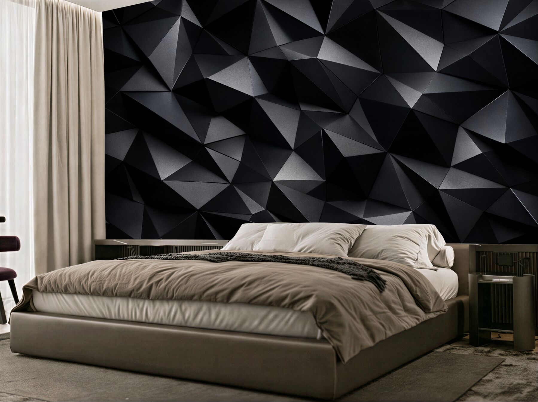 Fototapeten Schwarze geometrische 3D-Formen