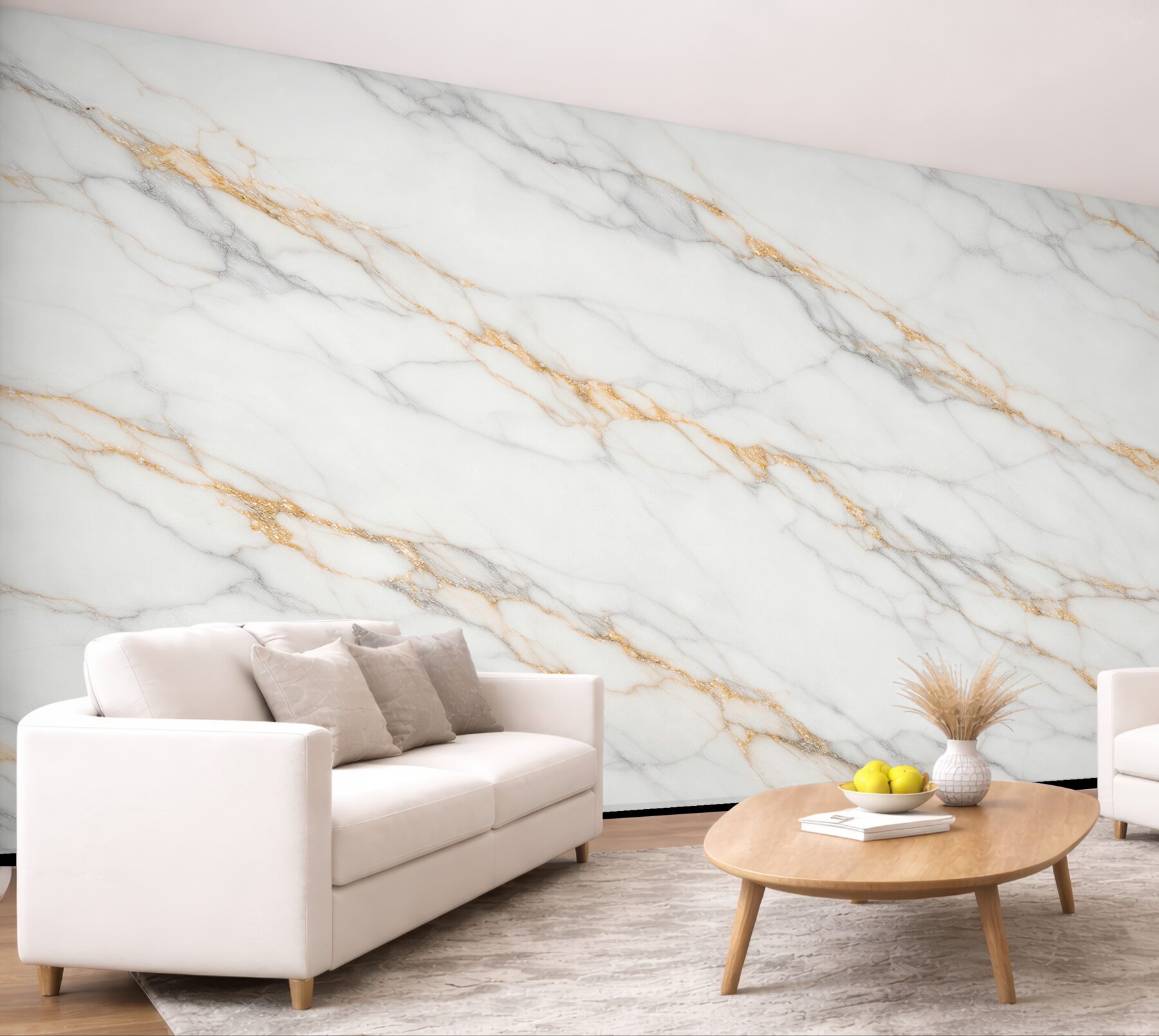 Fototapeten Weißer Marmor mit goldener Ader