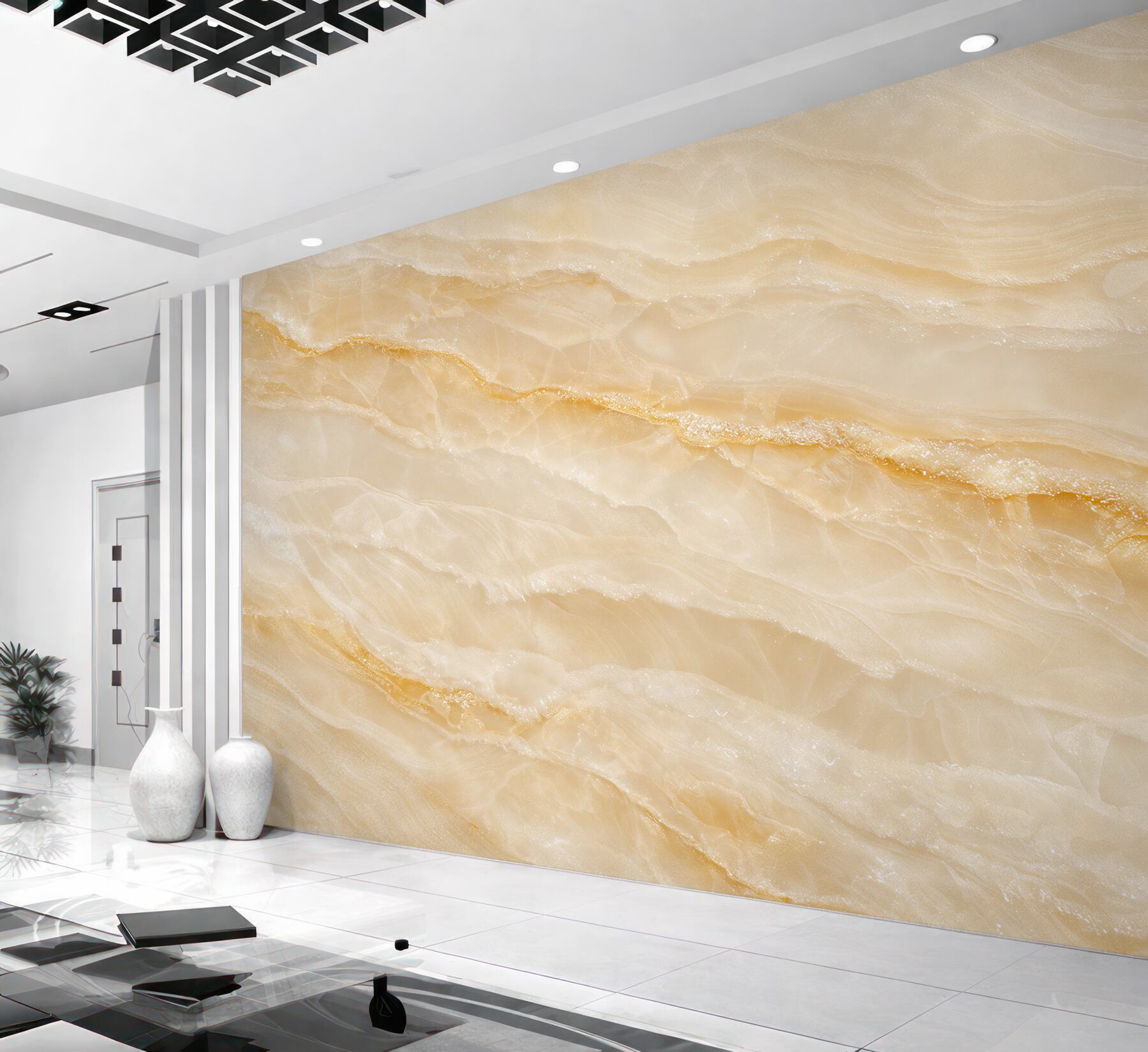 Fototapeten Goldener Onyx in leuchtender Optik