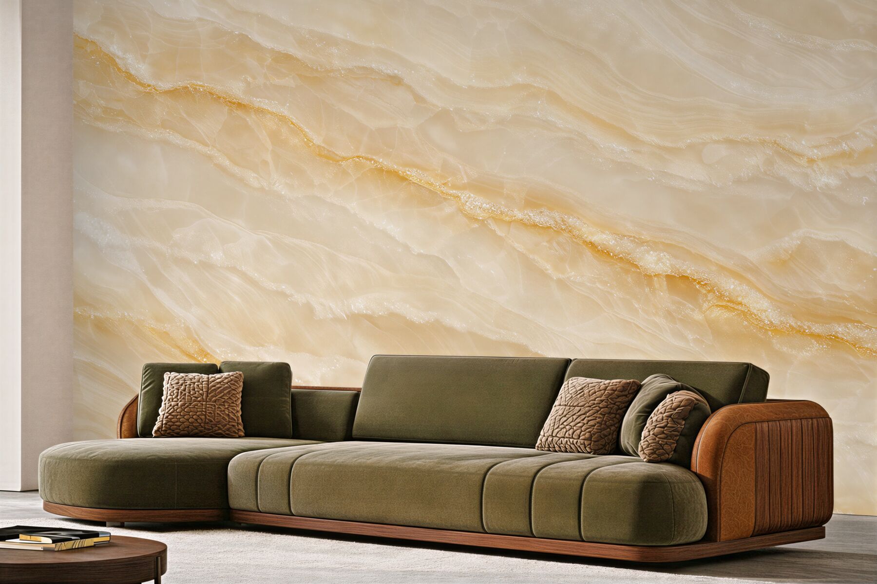 Fototapeten Goldener Onyx in leuchtender Optik