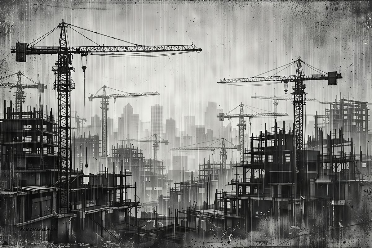 Fototapeten Retro-Stadtlandschaft im Baustil