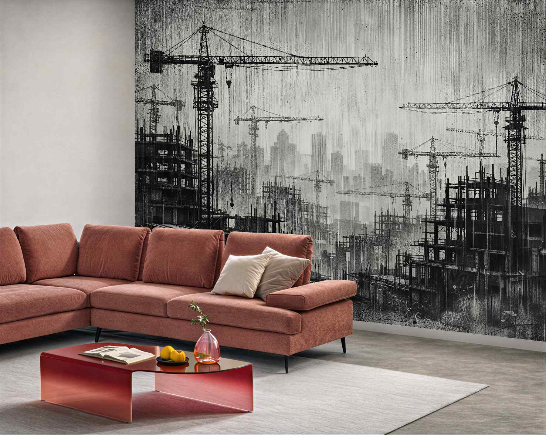 Fototapeten Retro-Stadtlandschaft im Baustil