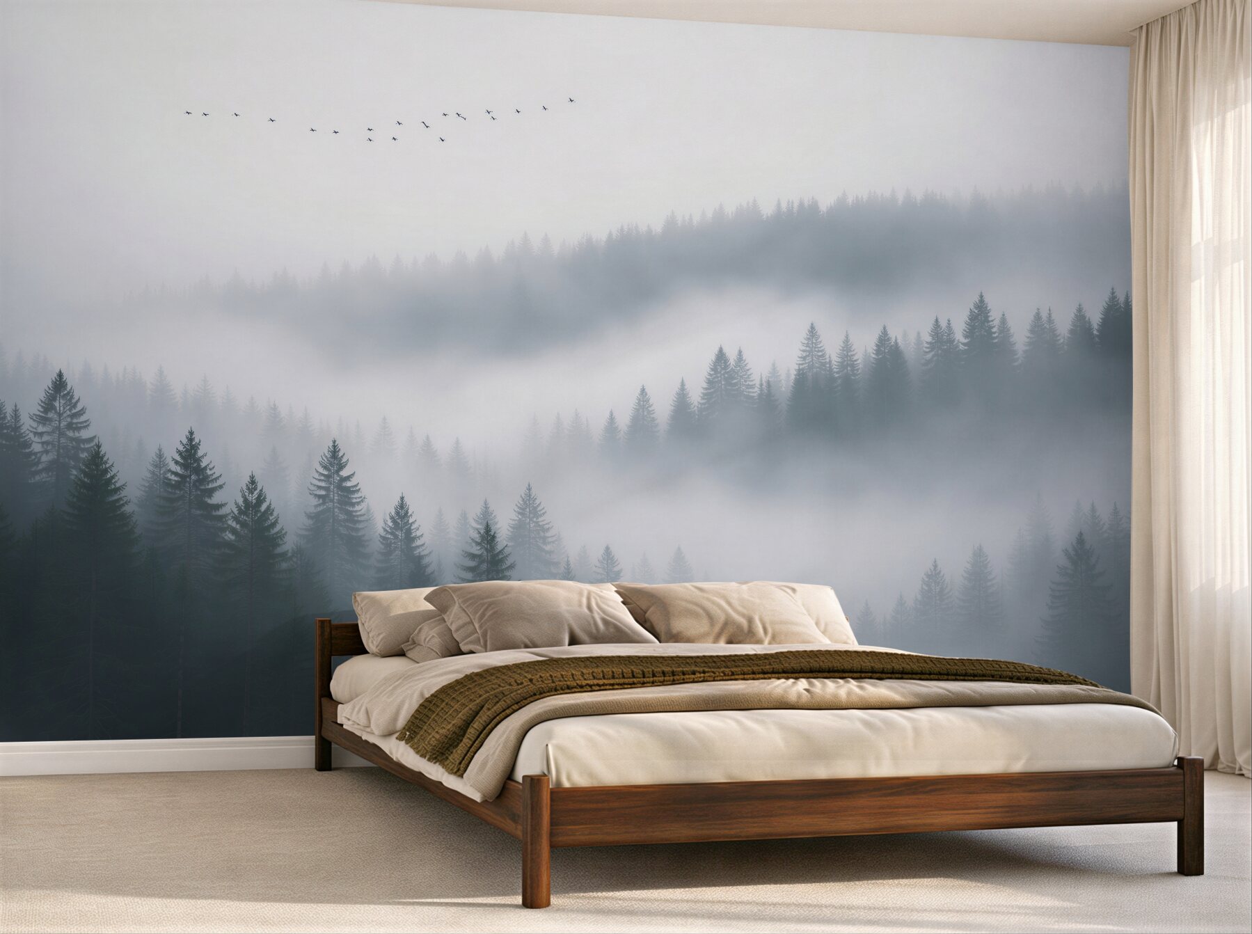 Fototapeten Waldnebel im Morgengrauen