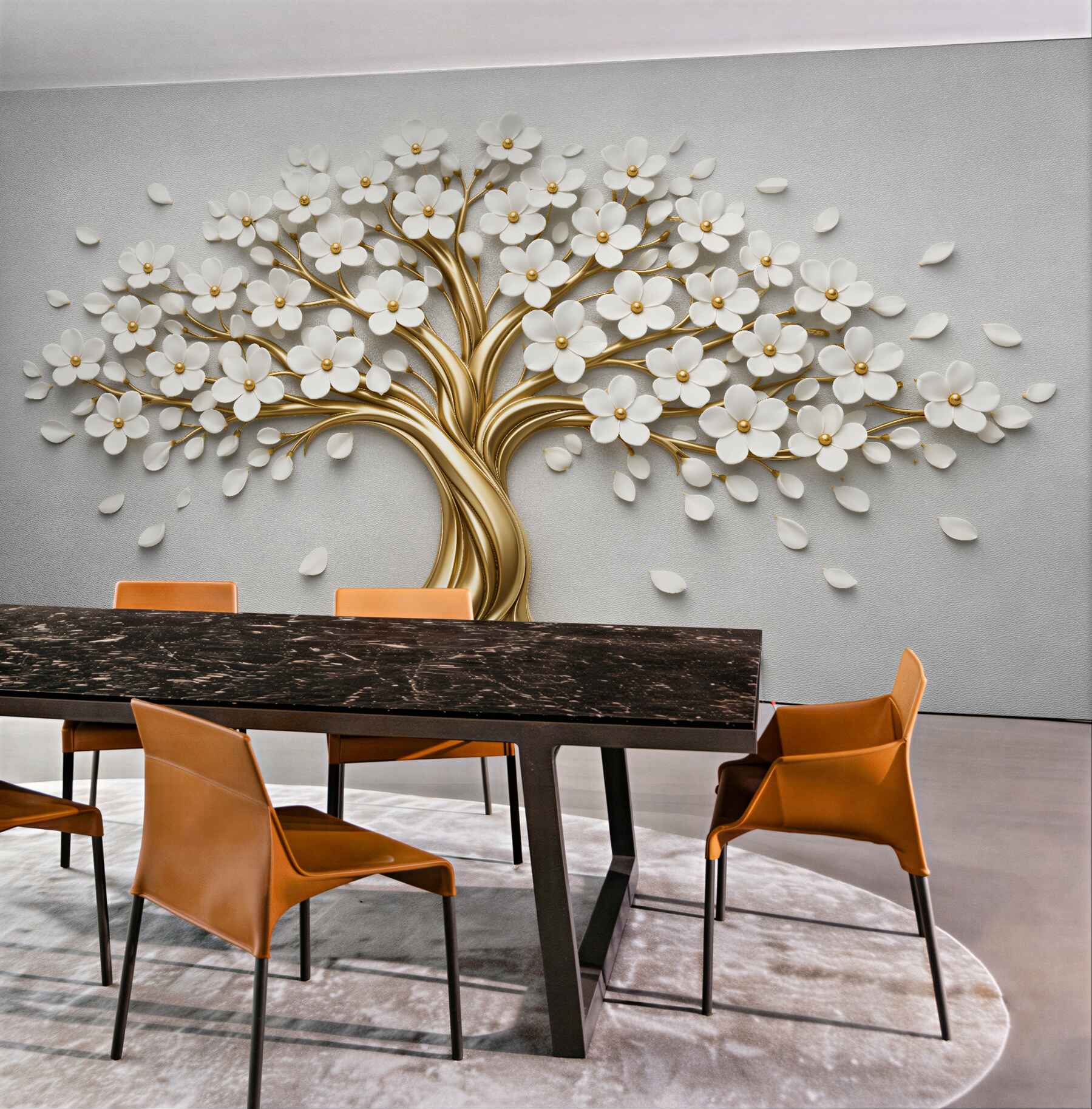 Fototapeten Eleganter Baum aus Blumen