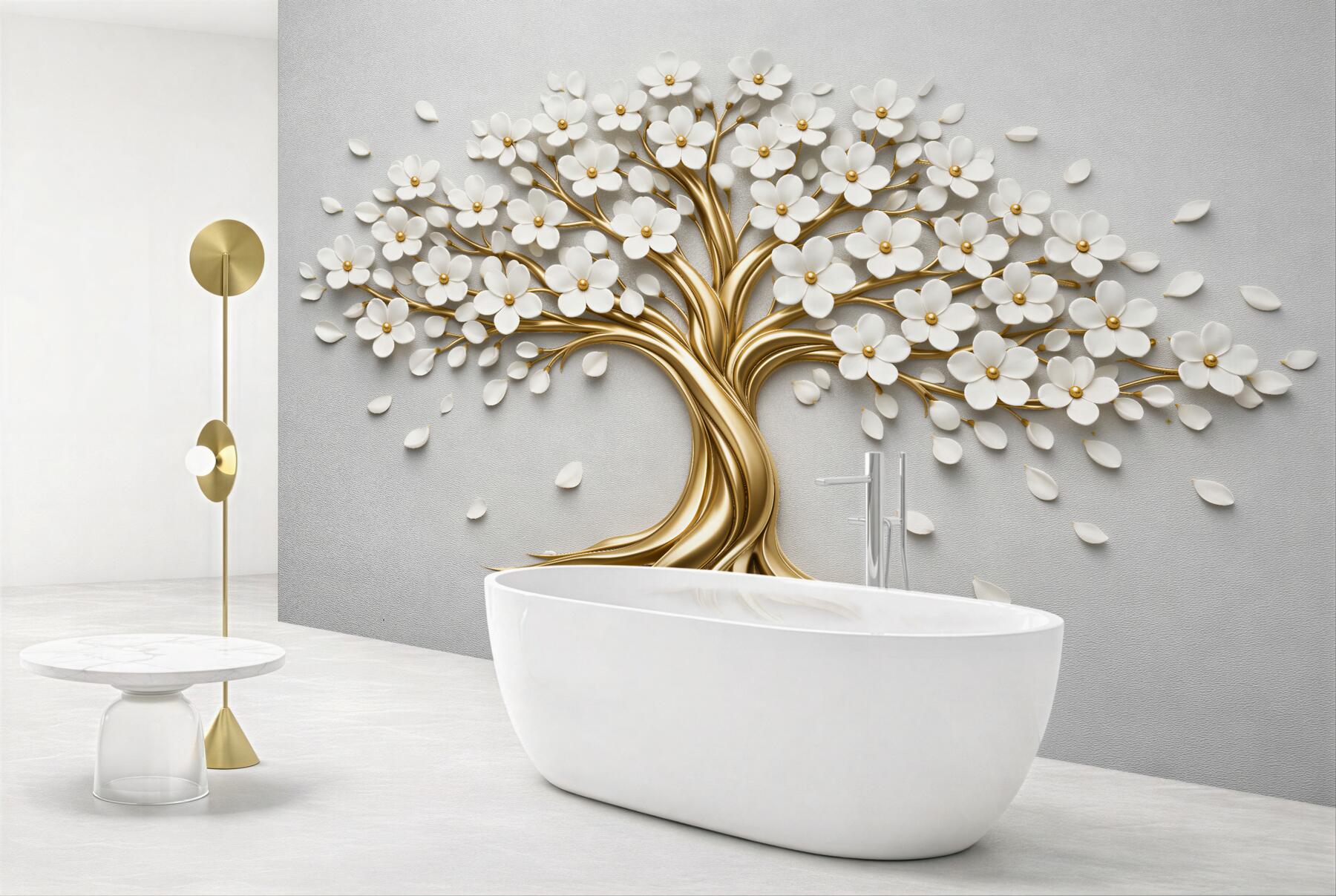 Fototapeten Eleganter Baum aus Blumen